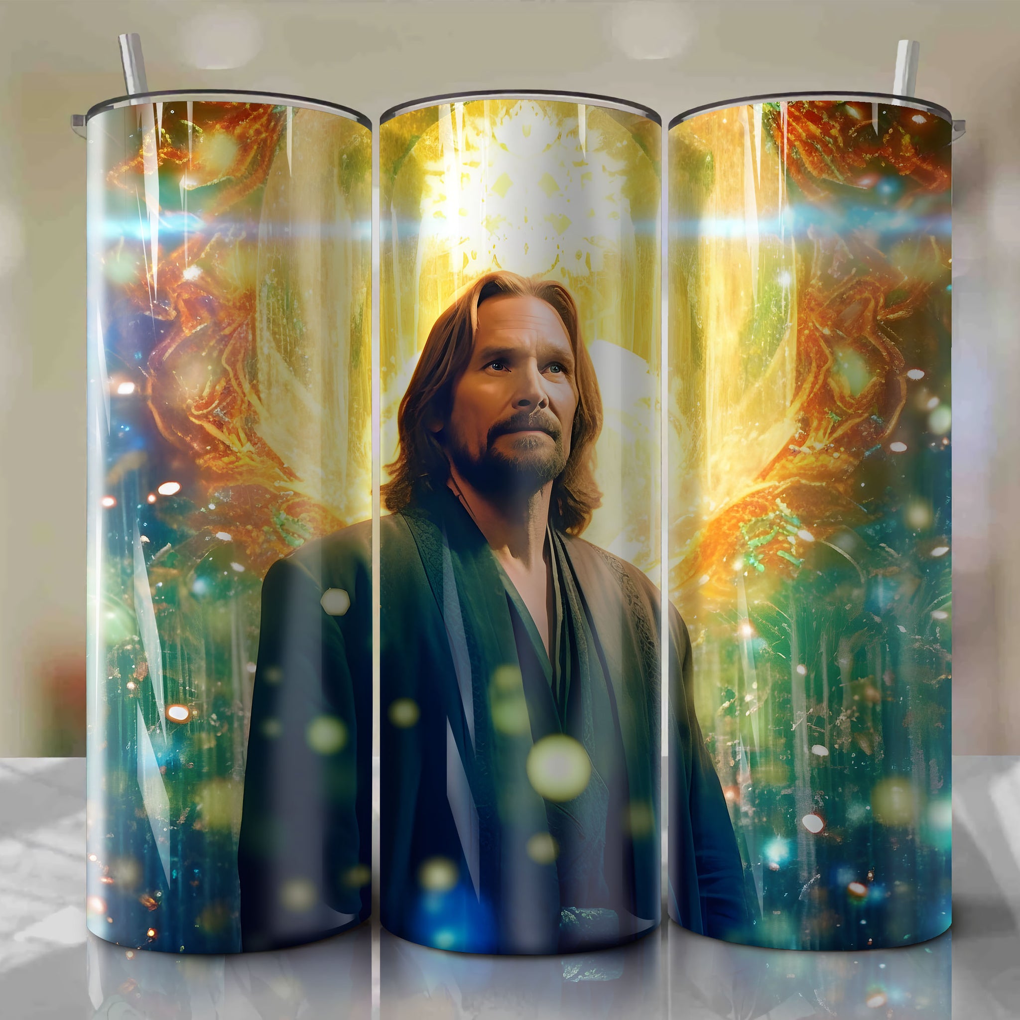 Qui-Gon Jinn | 3D Bling | Wrap PNG Skinny Tumbler 20oz | Sublimation | Digital Download