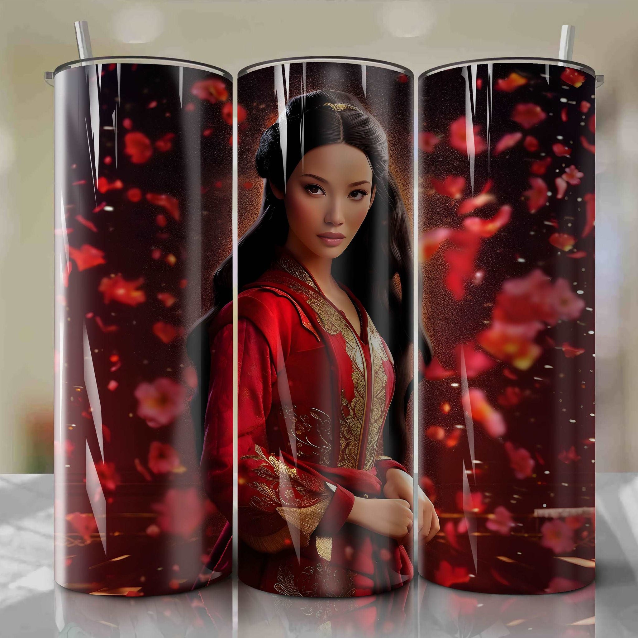 Mulan | 3D Bling | Wrap PNG Skinny Tumbler 20oz | Sublimation | Digital Download