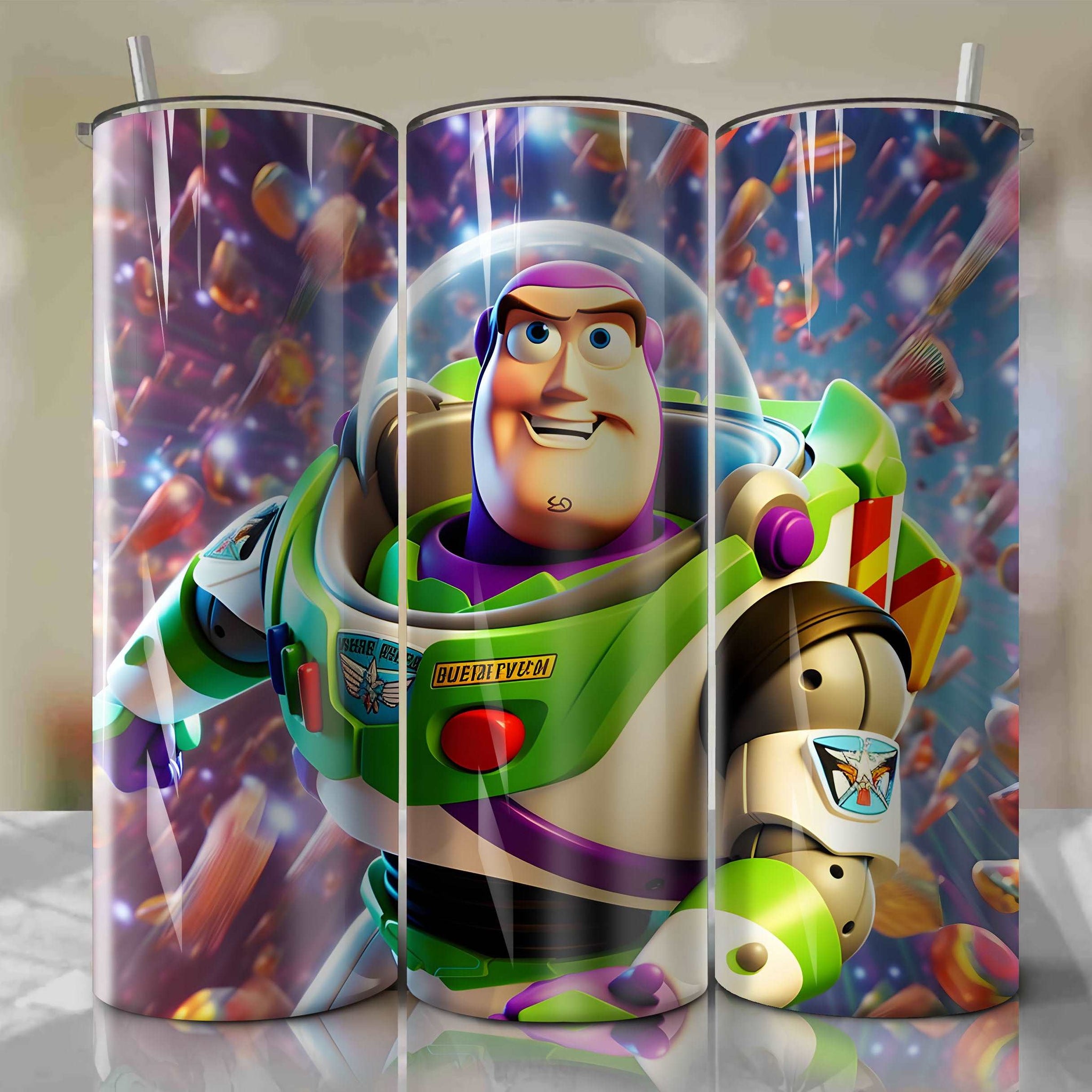 Buzz Lightyear | 3D Bling | Wrap PNG Skinny Tumbler 20oz | Sublimation | Digital Download