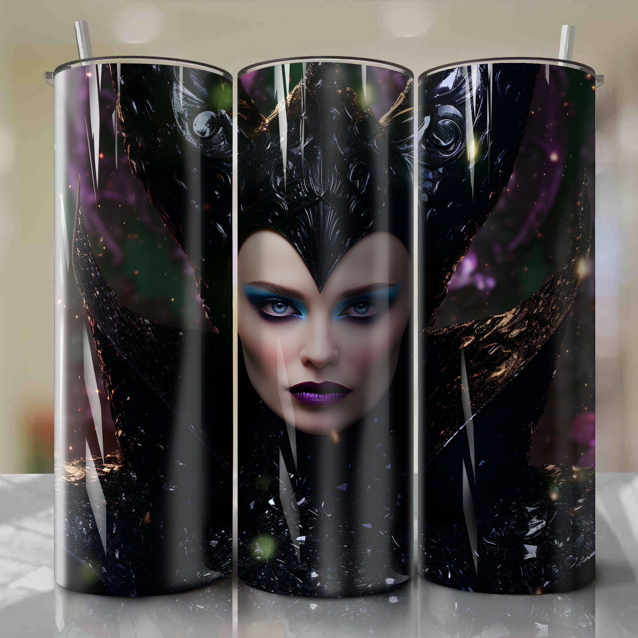 Maleficent | 3D Bling | Wrap PNG Skinny Tumbler 20oz | Sublimation | Digital Download