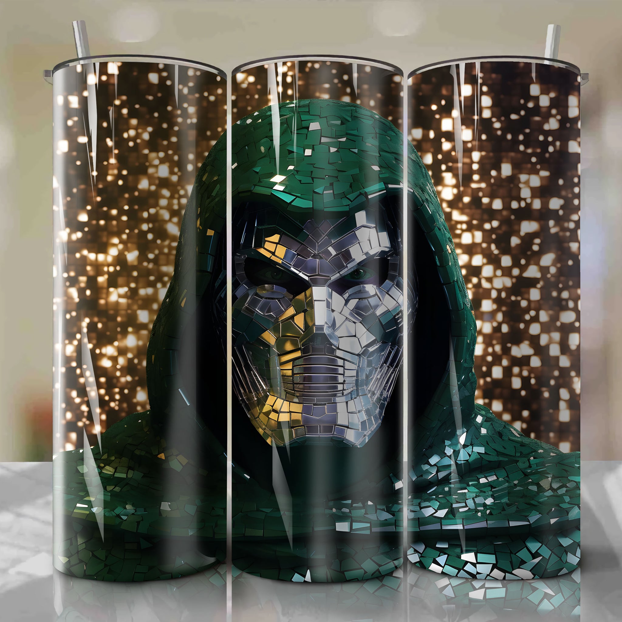 Doctor Doom | 3D Bling | Wrap PNG Skinny Tumbler 20oz | Sublimation | Digital Download