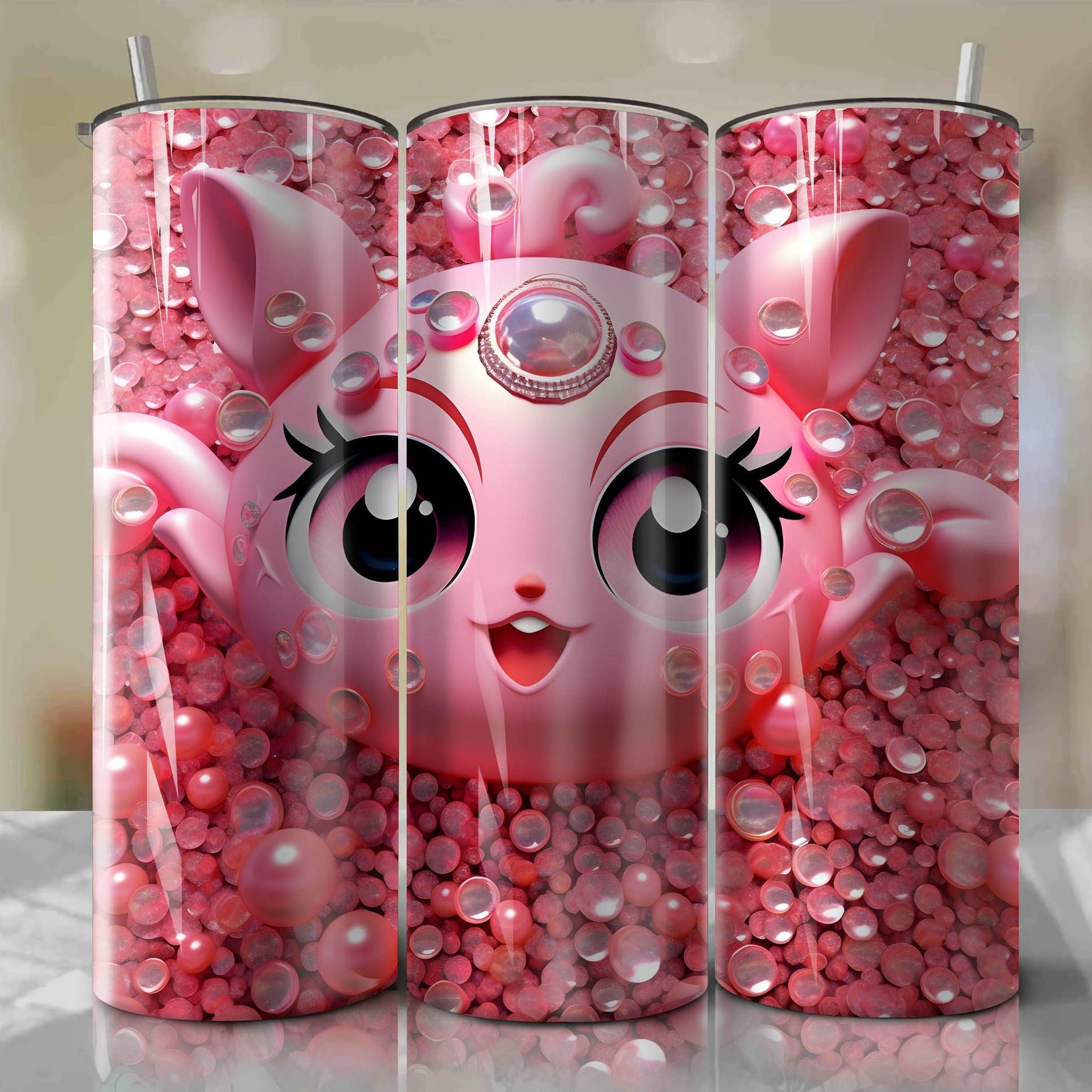 Jigglypuff | 3D Bling | Wrap PNG Skinny Tumbler 20oz | Sublimation | Digital Download