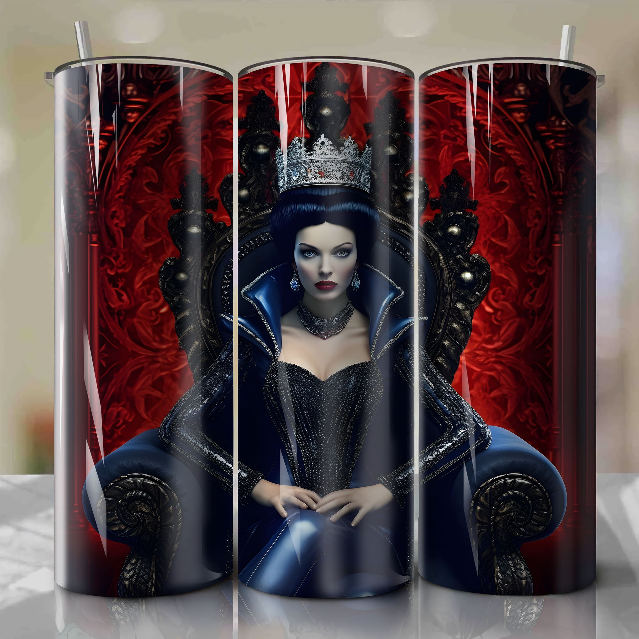 Snow White and the Seven Dwarfs - Evil Queen | 3D Bling | Wrap PNG Skinny Tumbler 20oz | Sublimation | Digital Download