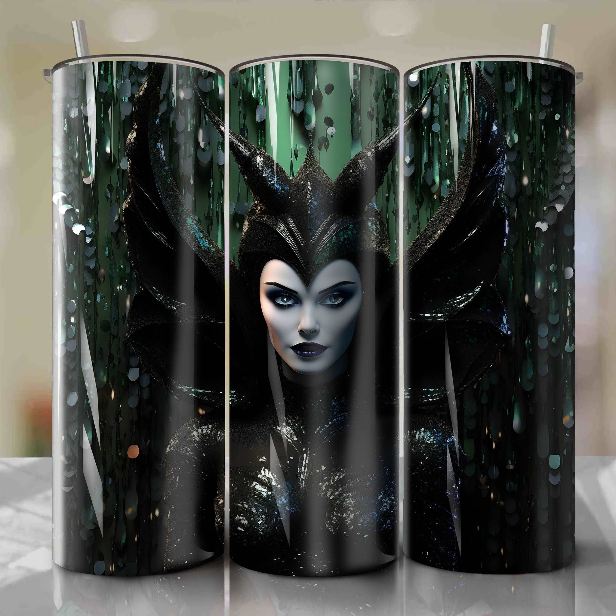 Maleficent | 3D Bling | Wrap PNG Skinny Tumbler 20oz | Sublimation | Digital Download