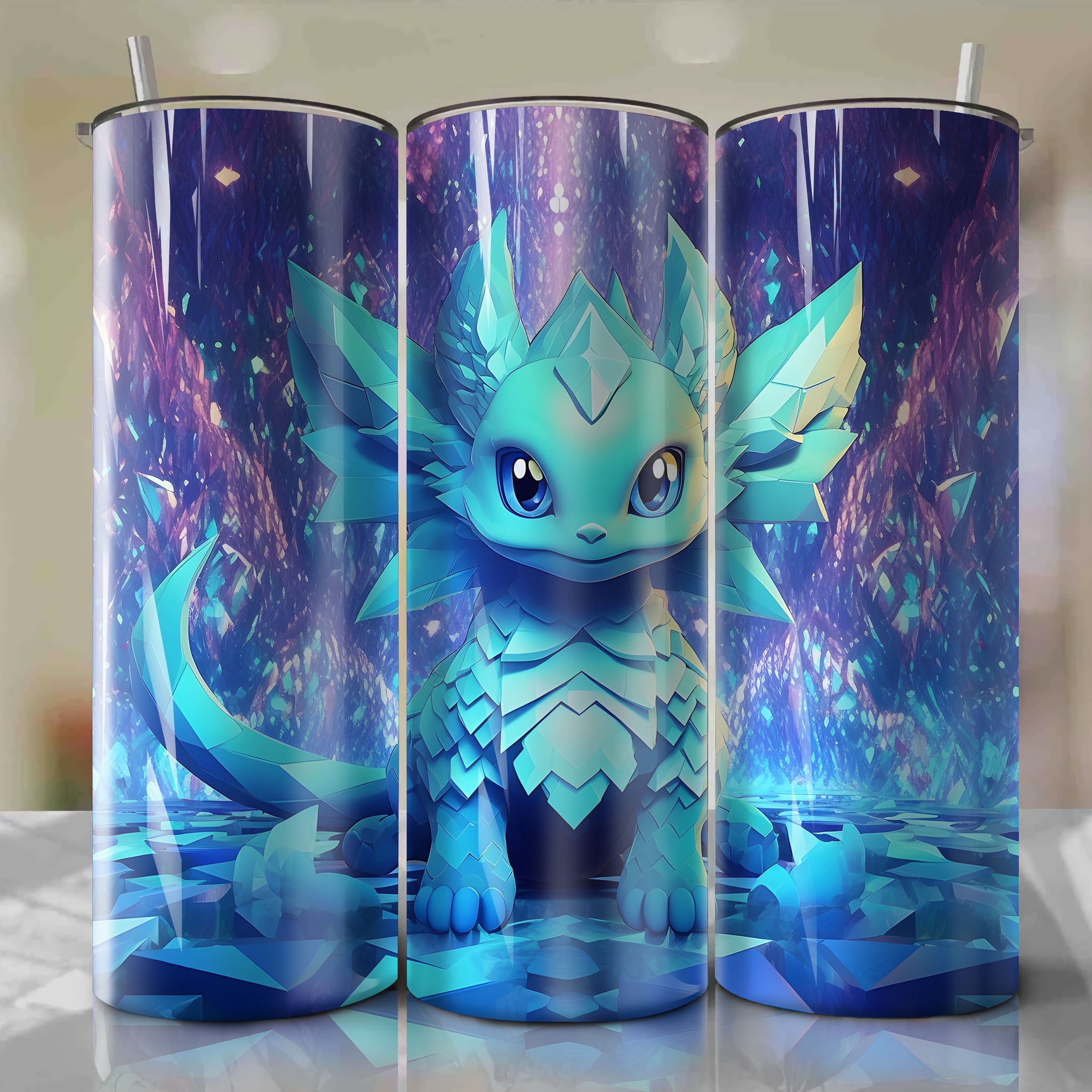 Vaporeon | 3D Bling | Wrap PNG Skinny Tumbler 20oz | Sublimation | Digital Download