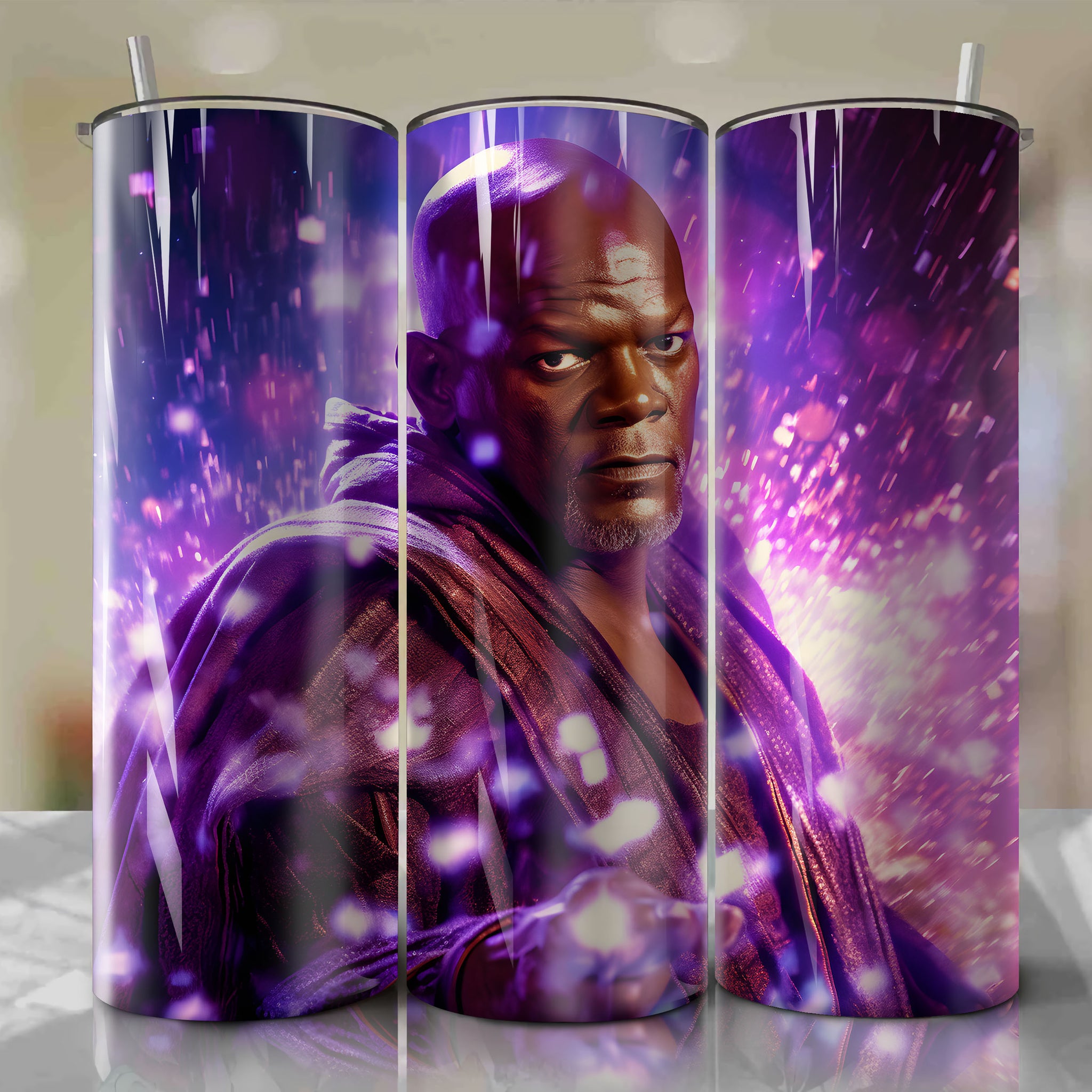 Mace Windu | 3D Bling | Wrap PNG Skinny Tumbler 20oz | Sublimation | Digital Download