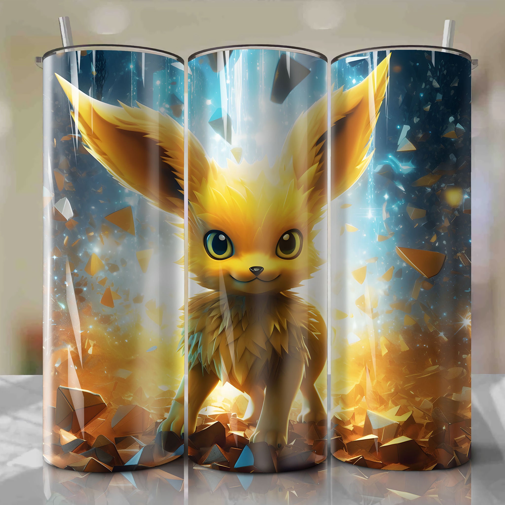 Jolteon | 3D Bling | Wrap PNG Skinny Tumbler 20oz | Sublimation | Digital Download