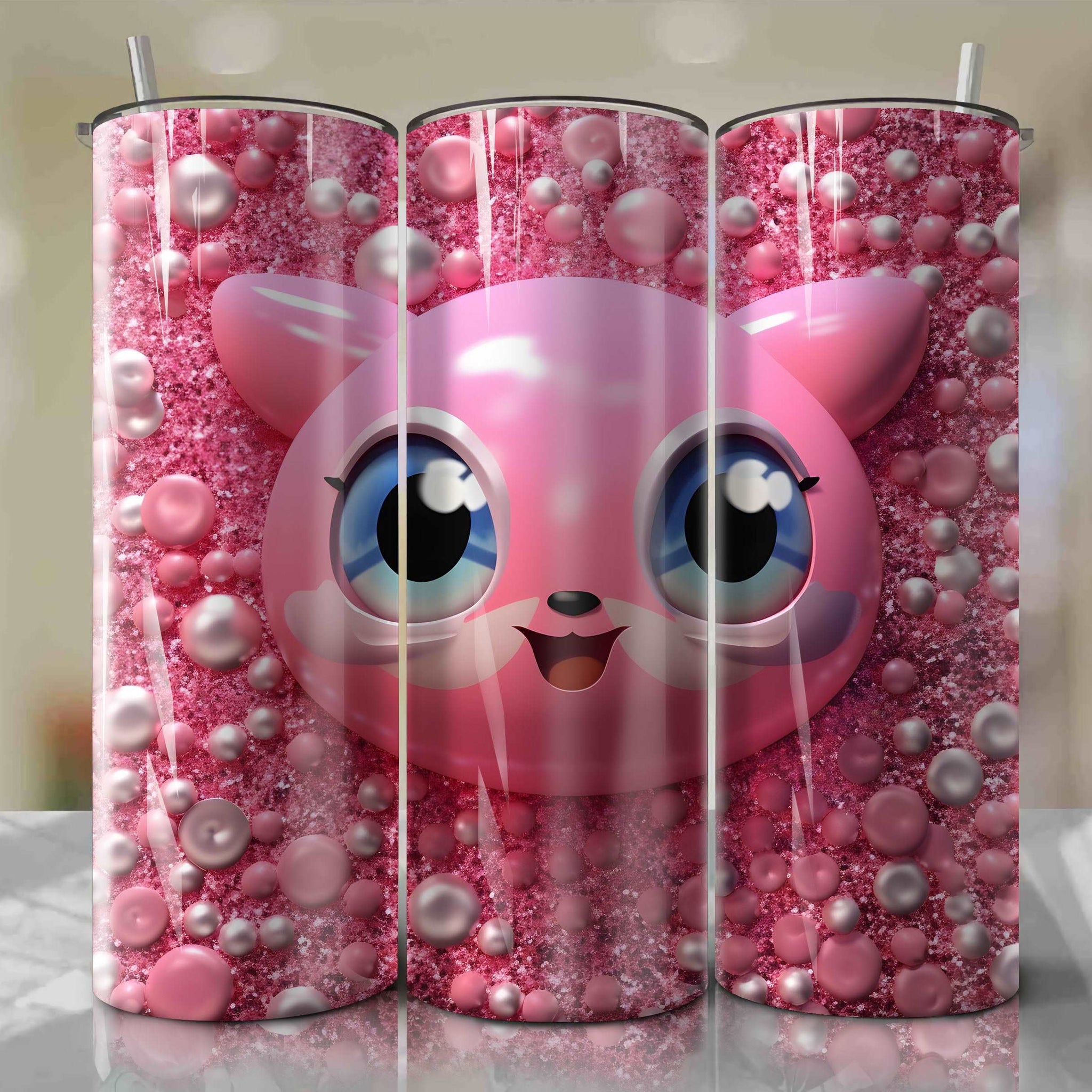 Jigglypuff | 3D Bling | Wrap PNG Skinny Tumbler 20oz | Sublimation | Digital Download