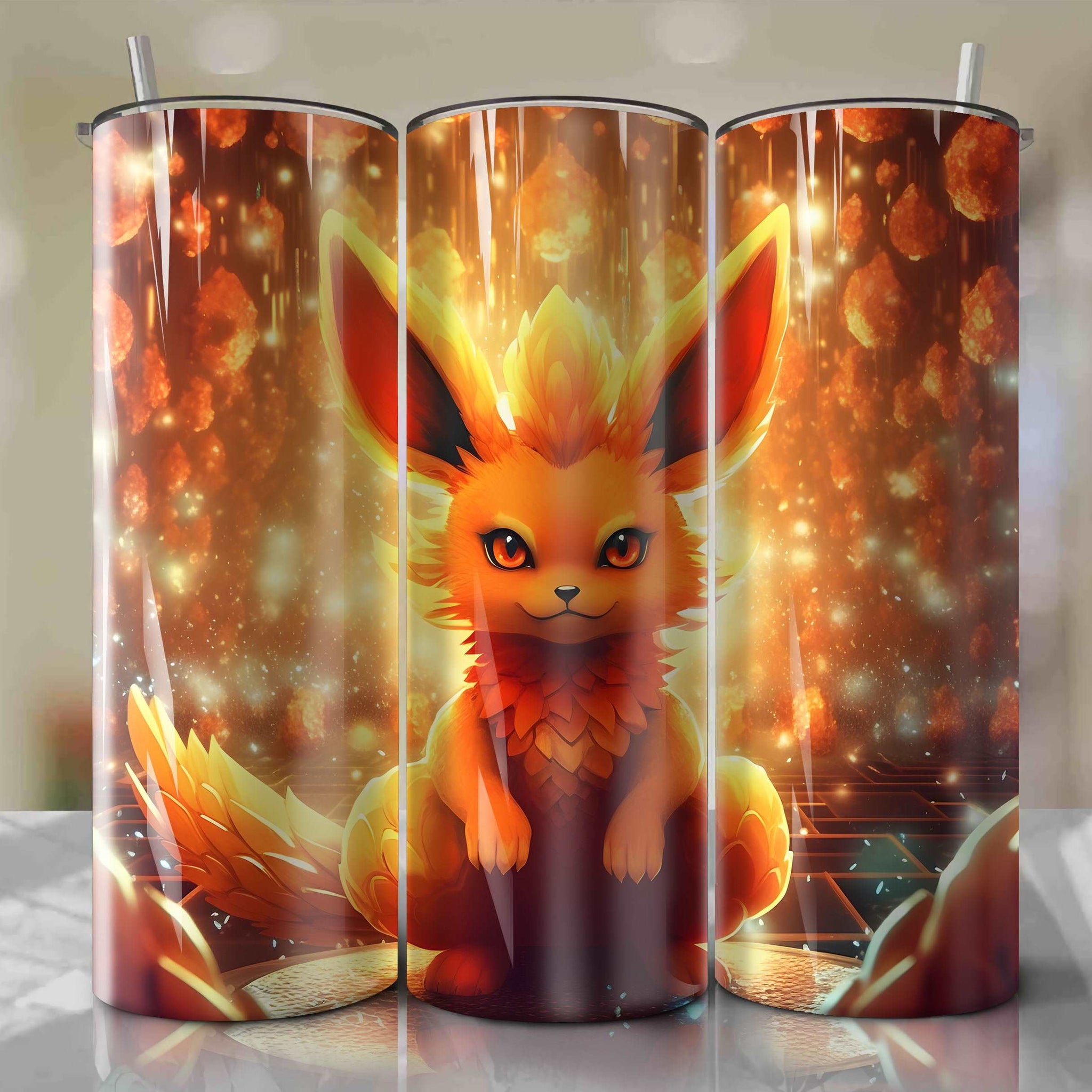 Flareon | 3D Bling | Wrap PNG Skinny Tumbler 20oz | Sublimation | Digital Download