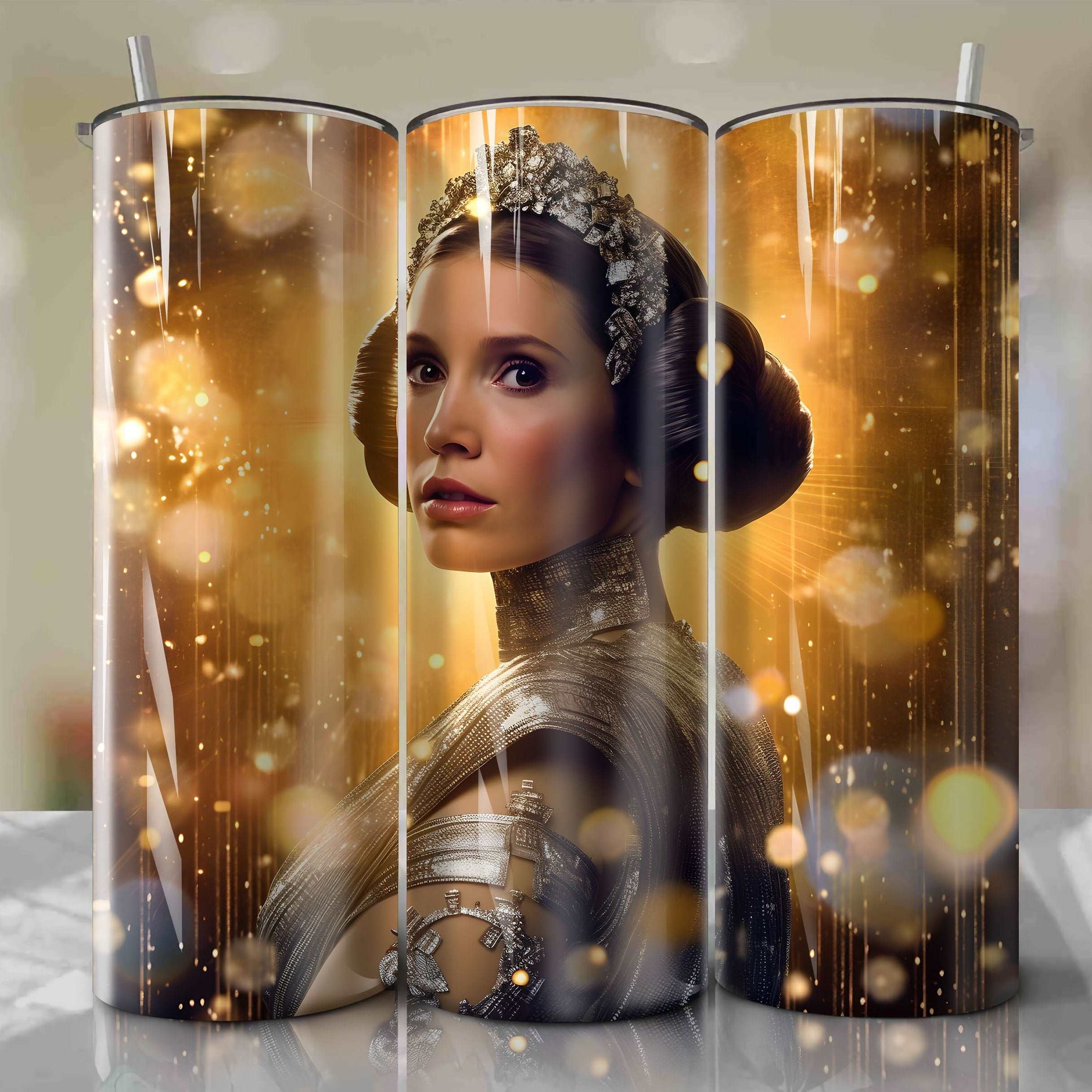 Princess Leia Organa | 3D Bling | Wrap PNG Skinny Tumbler 20oz | Sublimation | Digital Download