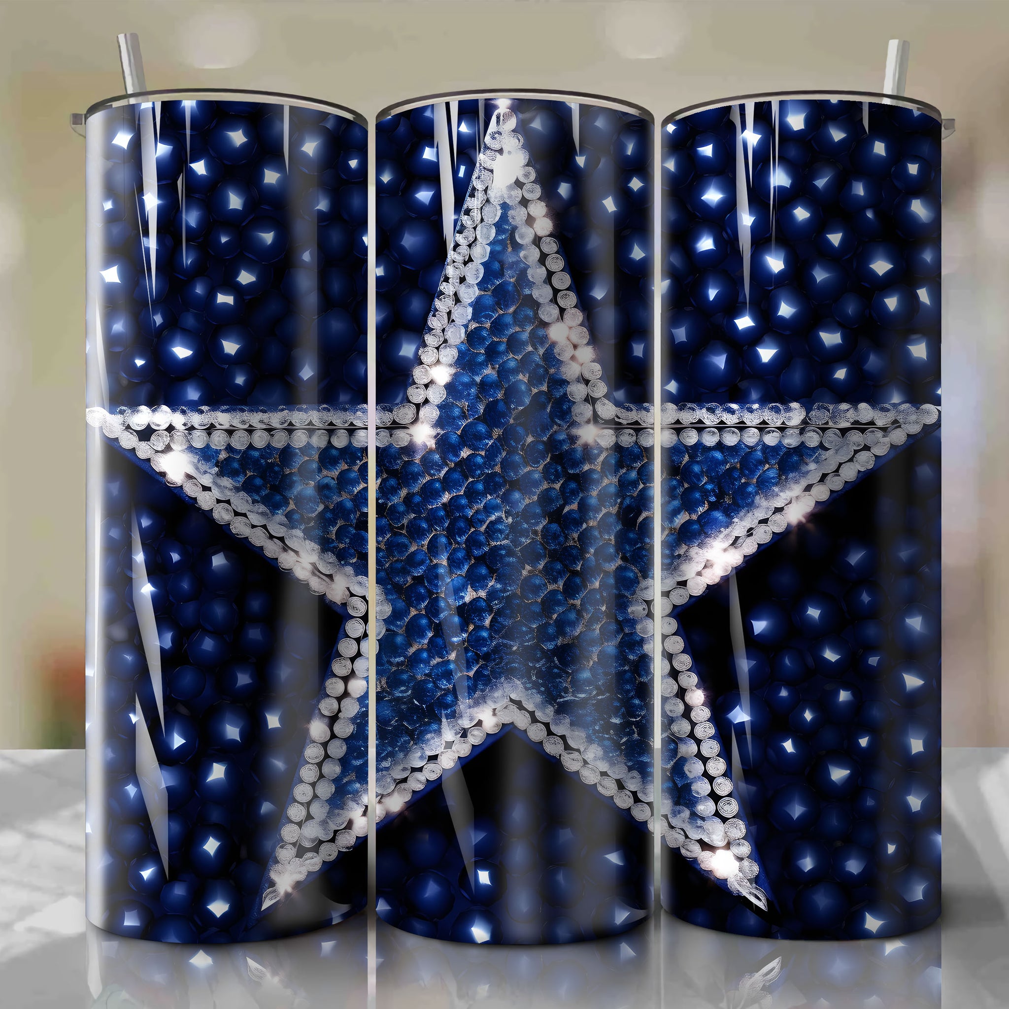 Dallas Cowboys Football Logo | 3D Bling | Wrap PNG Skinny Tumbler 20oz | Sublimation | Digital Download