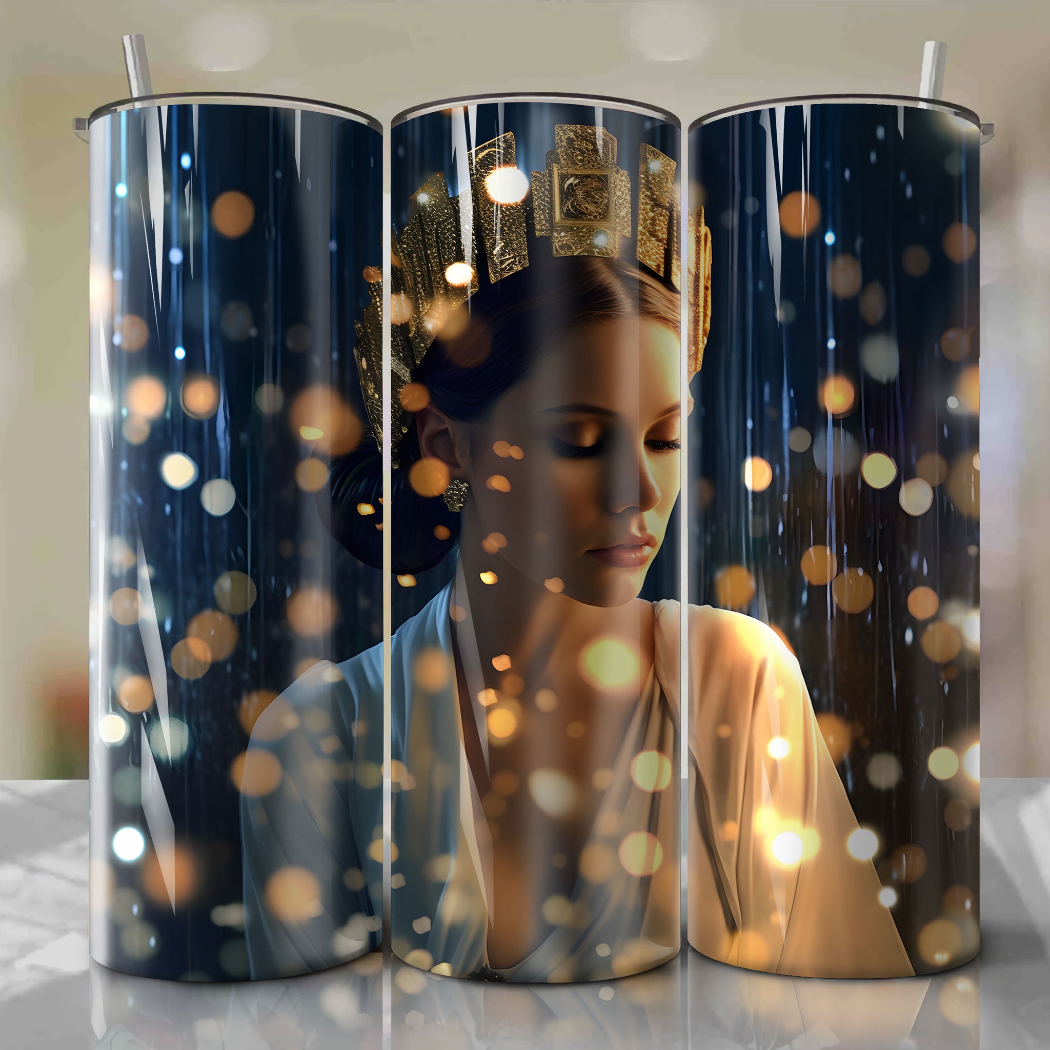 Princess Leia Organa | 3D Bling | Wrap PNG Skinny Tumbler 20oz | Sublimation | Digital Download