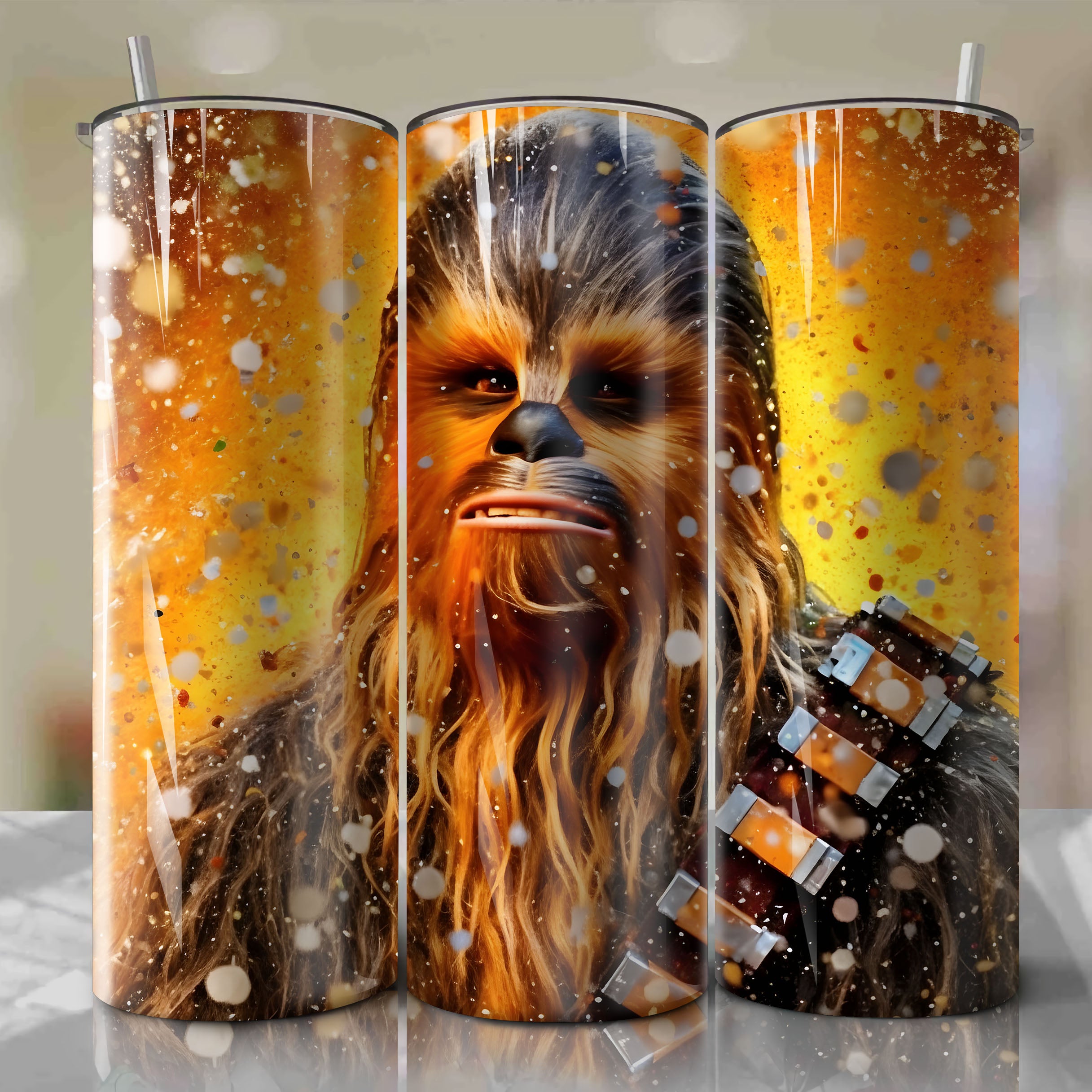 Chewbacca | 3D Bling | Wrap PNG Skinny Tumbler 20oz | Sublimation | Di