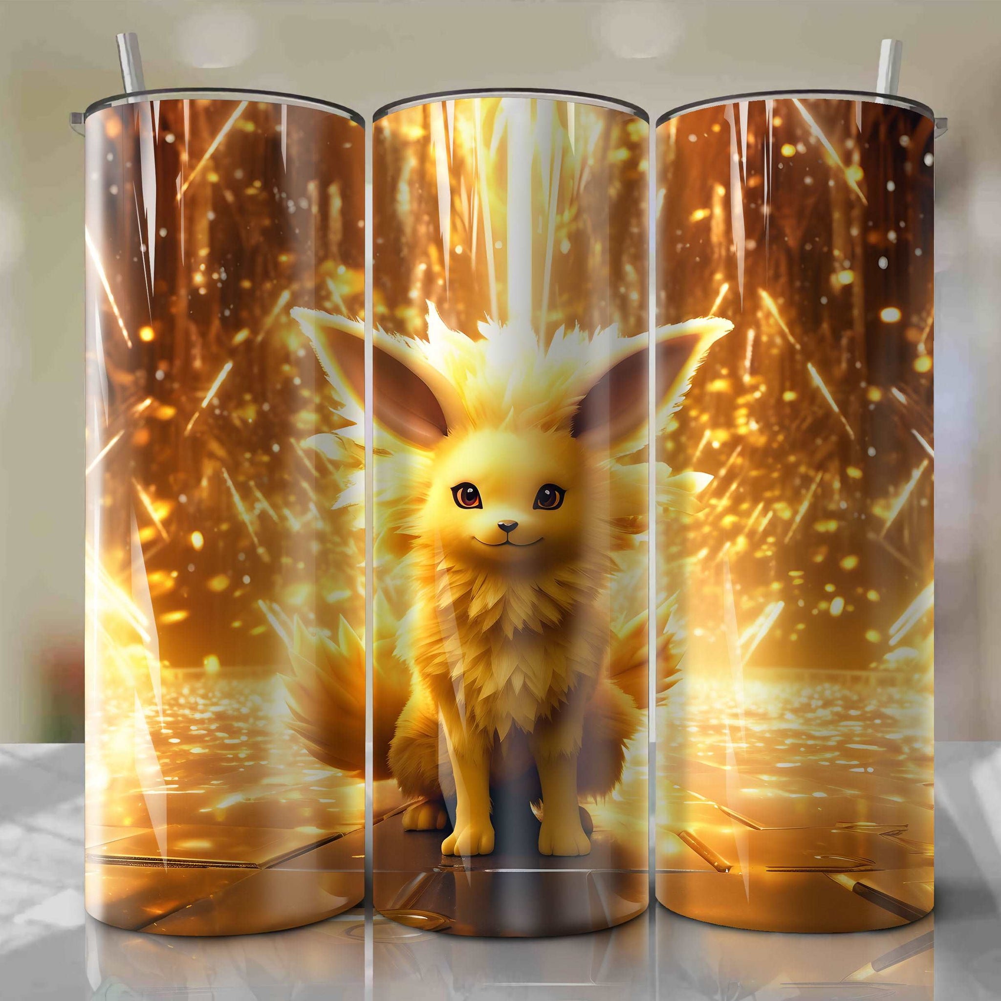 Jolteon | 3D Bling | Wrap PNG Skinny Tumbler 20oz | Sublimation | Digital Download