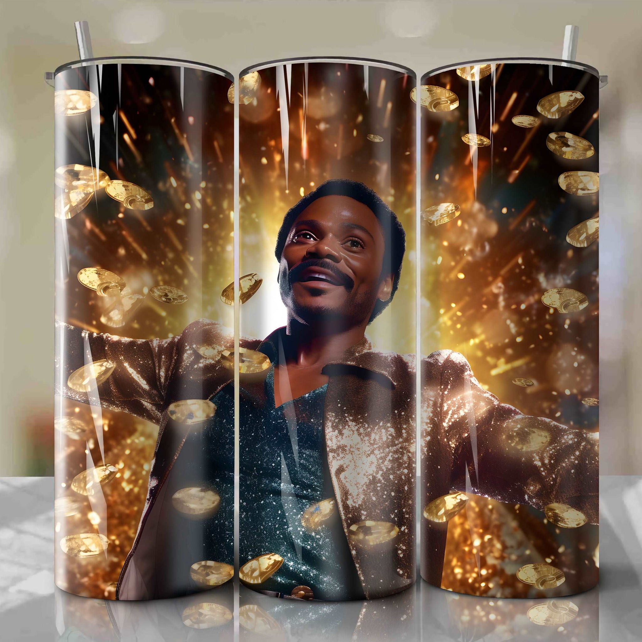 Lando Calrissian | 3D Bling | Wrap PNG Skinny Tumbler 20oz | Sublimation | Digital Download