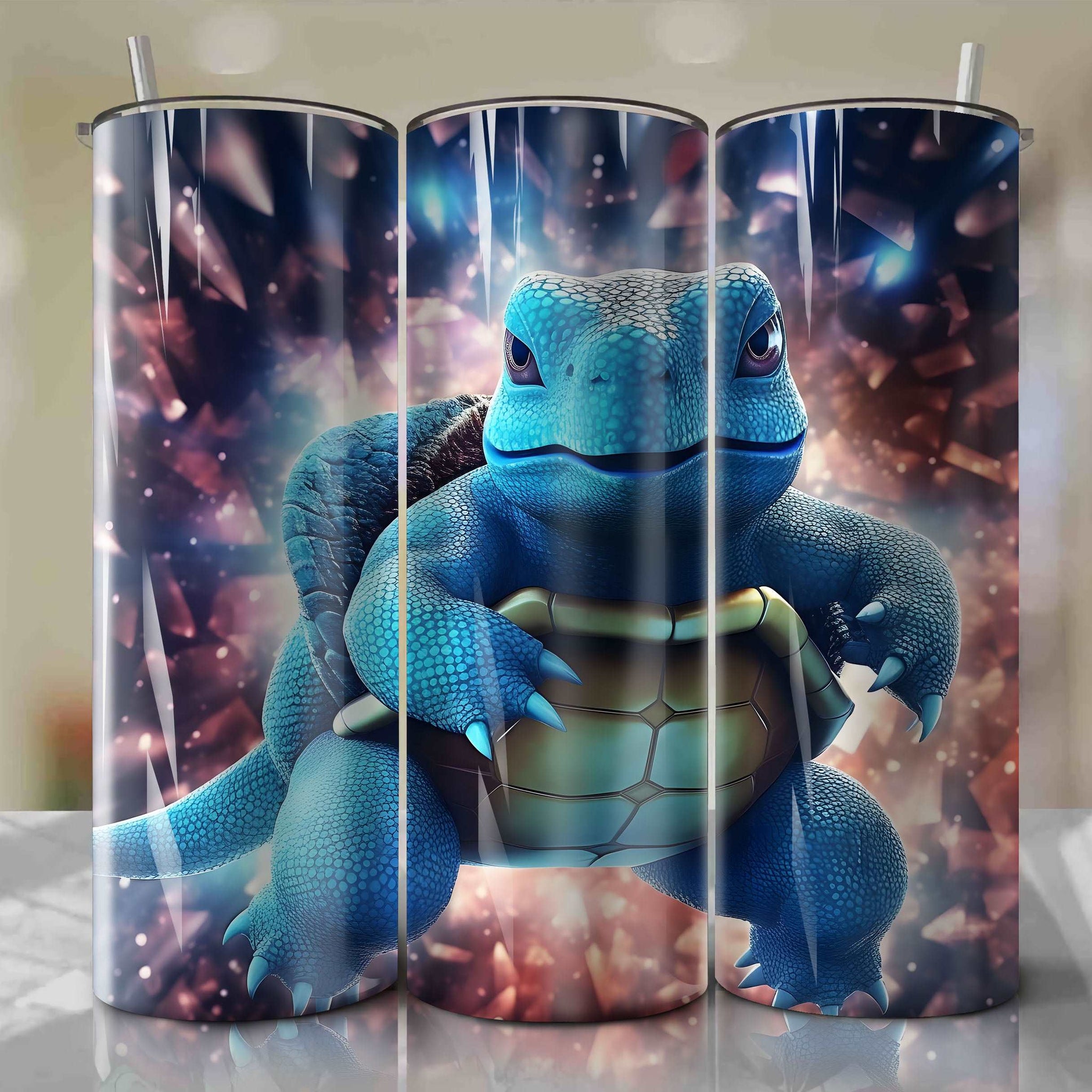 Blastoise | 3D Bling | Wrap PNG Skinny Tumbler 20oz | Sublimation | Digital Download