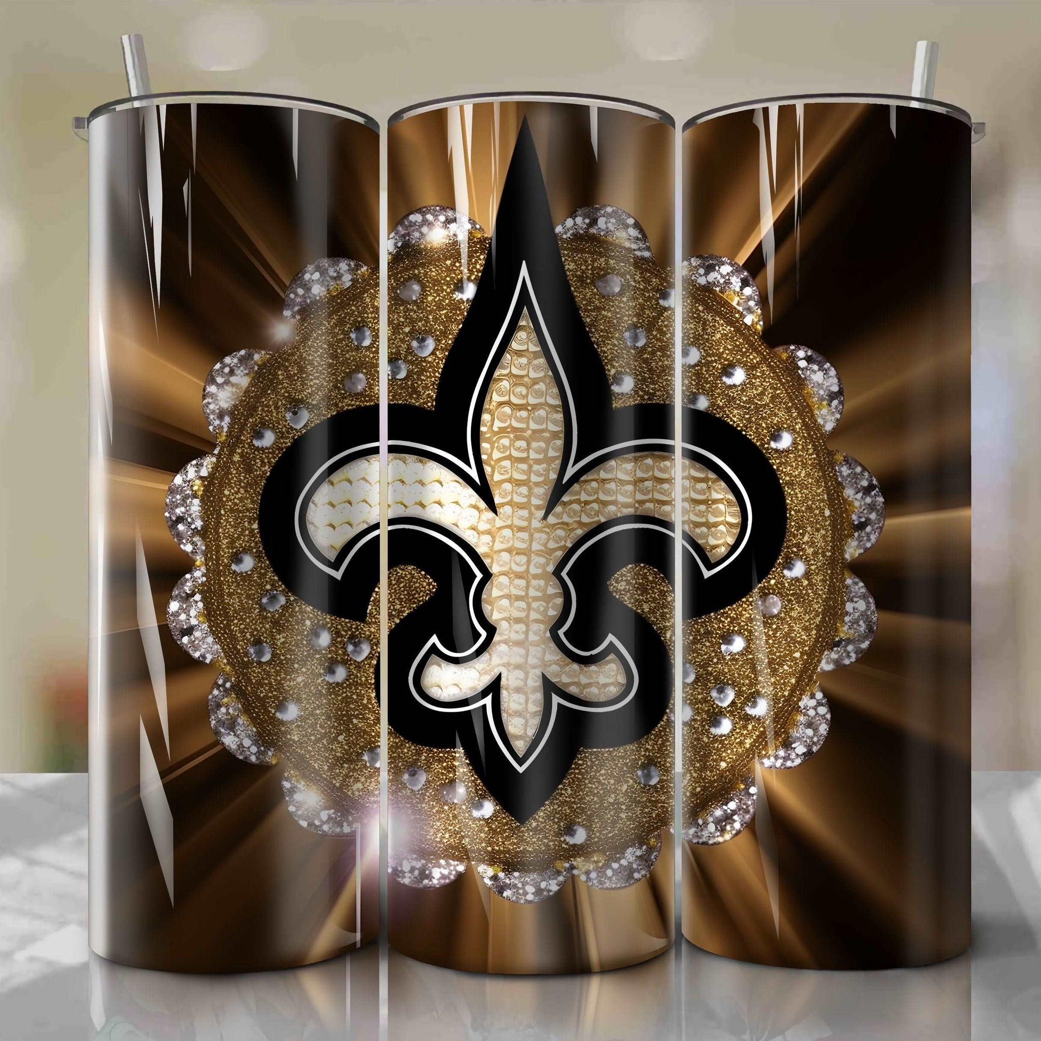 New Orleans Saints Glitter Tumbler Wrap PNG - Instant Download - Comme