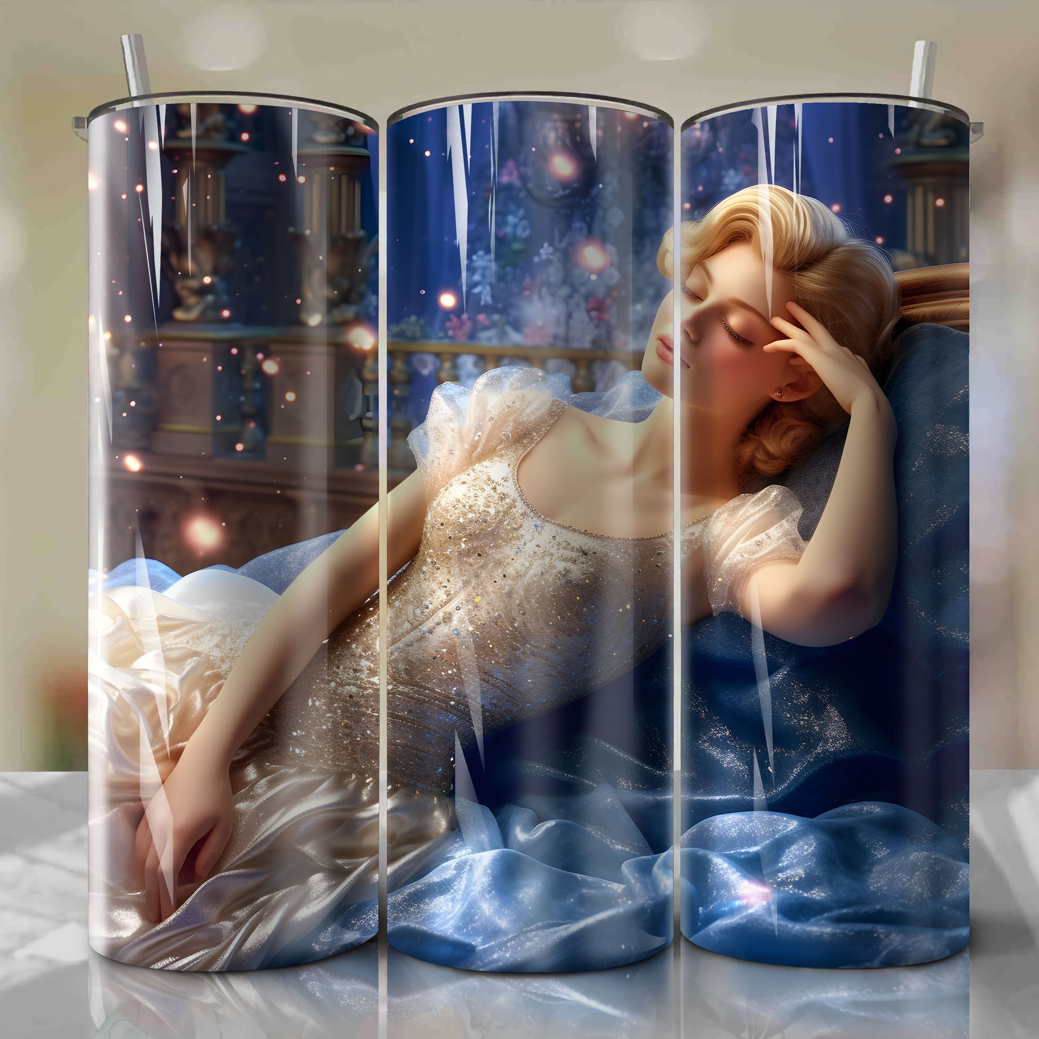 Sleeping Beauty - Aurora | 3D Bling | Wrap PNG Skinny Tumbler 20oz | Sublimation | Digital Download