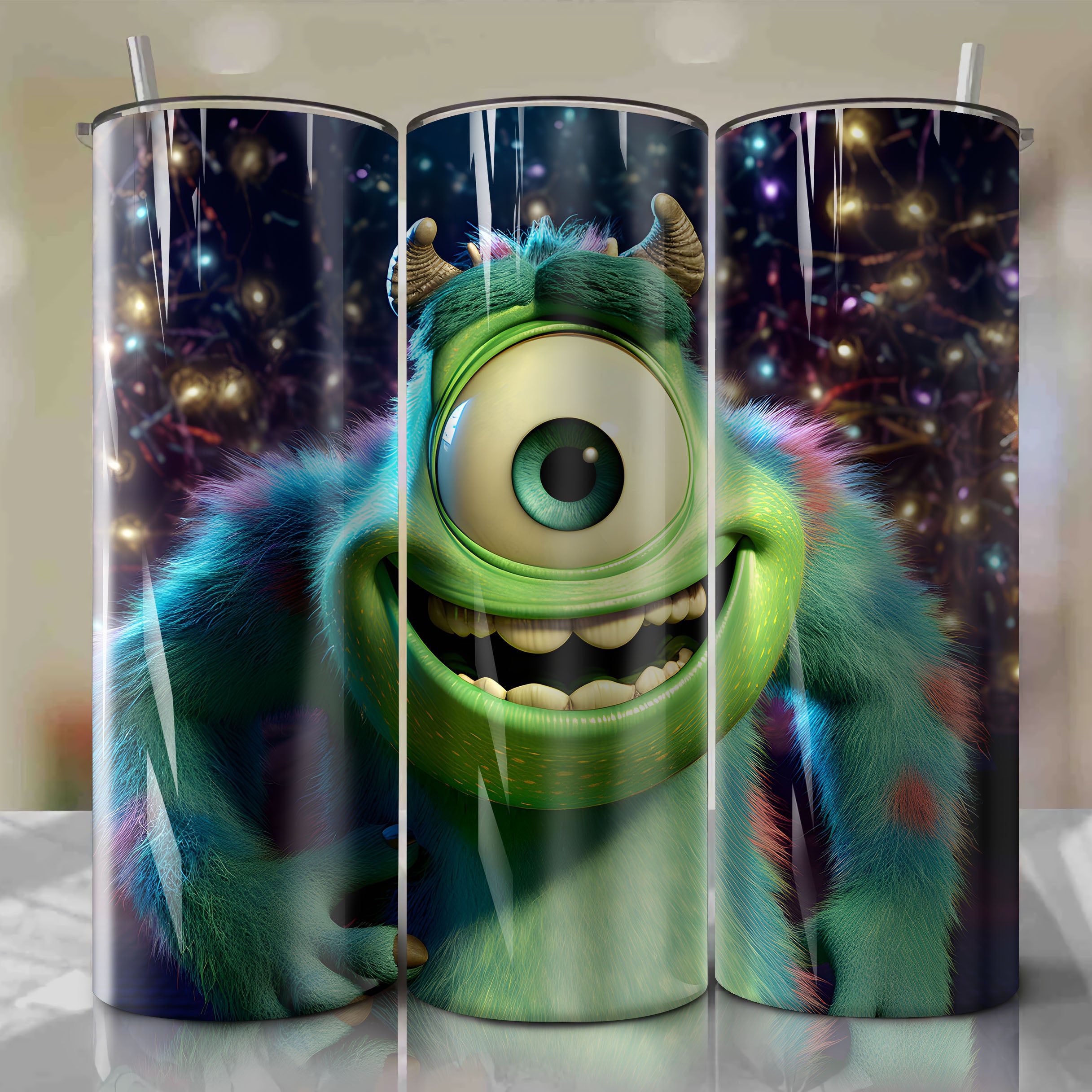 Monsters Inc. - Mike Wazowski | 3D Bling | Wrap PNG Skinny Tumbler 20o