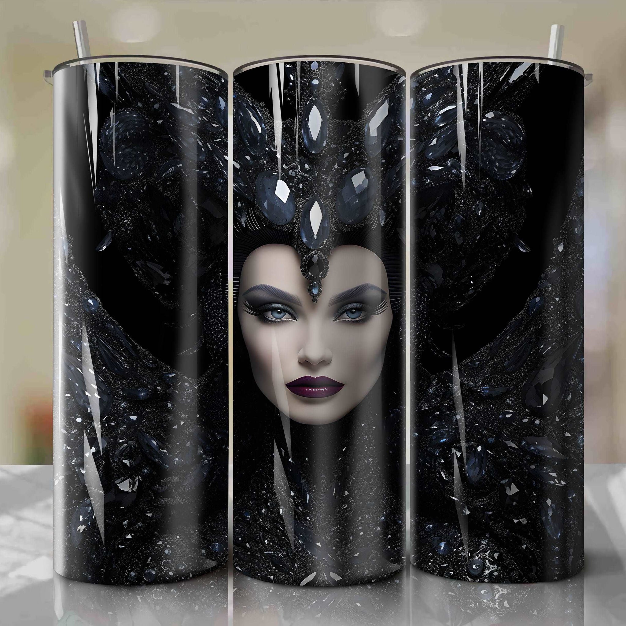 Maleficent | 3D Bling | Wrap PNG Skinny Tumbler 20oz | Sublimation | Digital Download