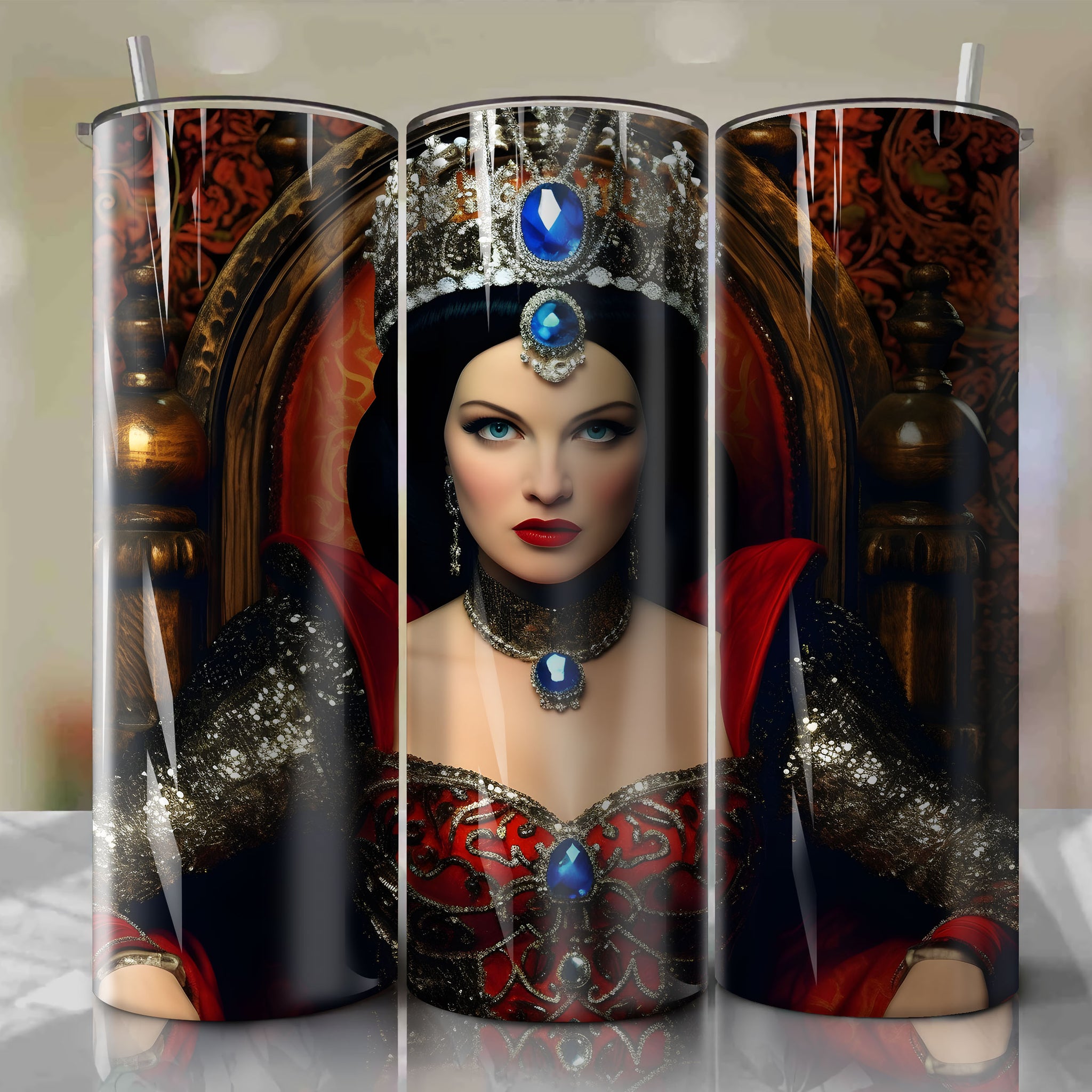 Snow White and the Seven Dwarfs - Evil Queen | 3D Bling | Wrap PNG Skinny Tumbler 20oz | Sublimation | Digital Download