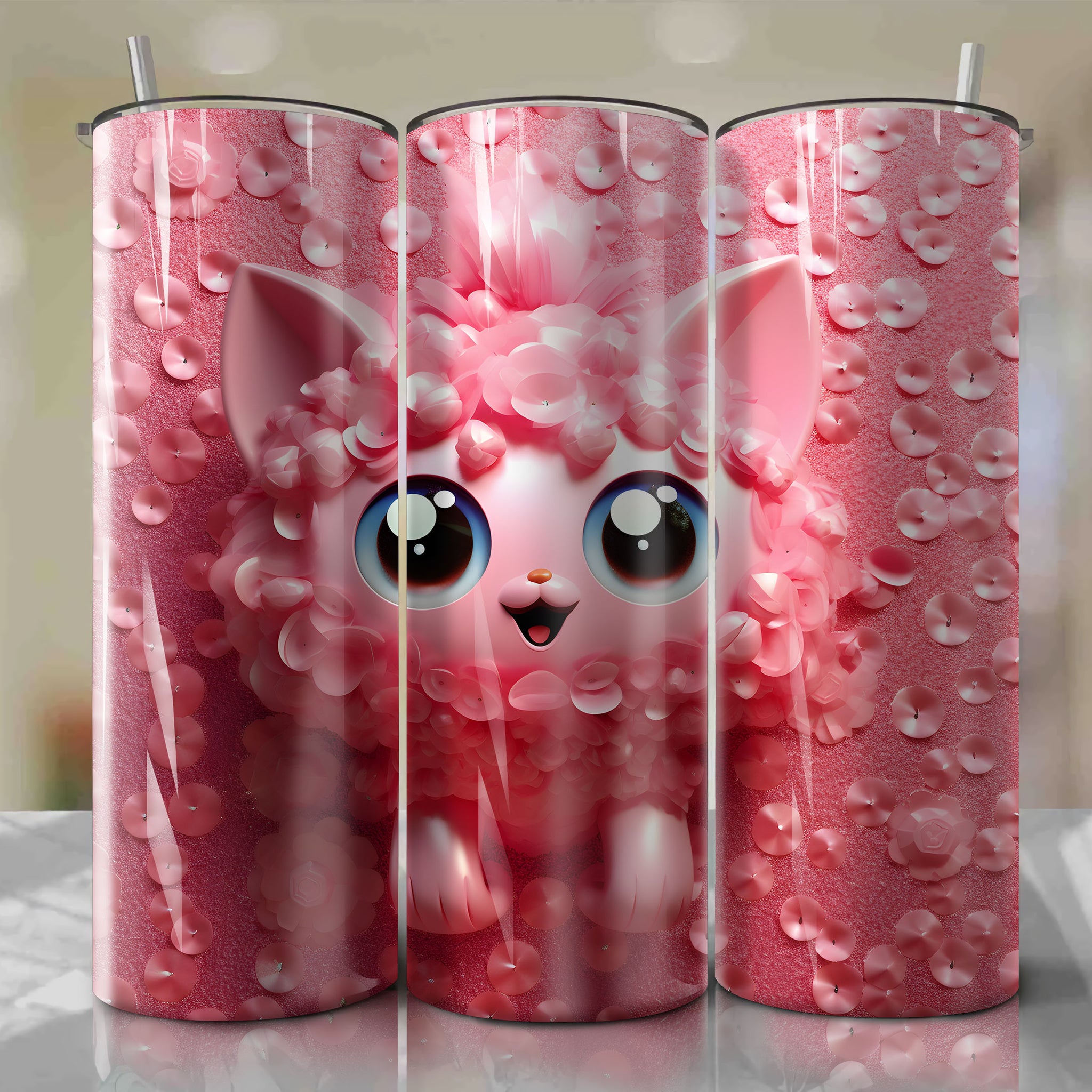 Jigglypuff | 3D Bling | Wrap PNG Skinny Tumbler 20oz | Sublimation | Digital Download