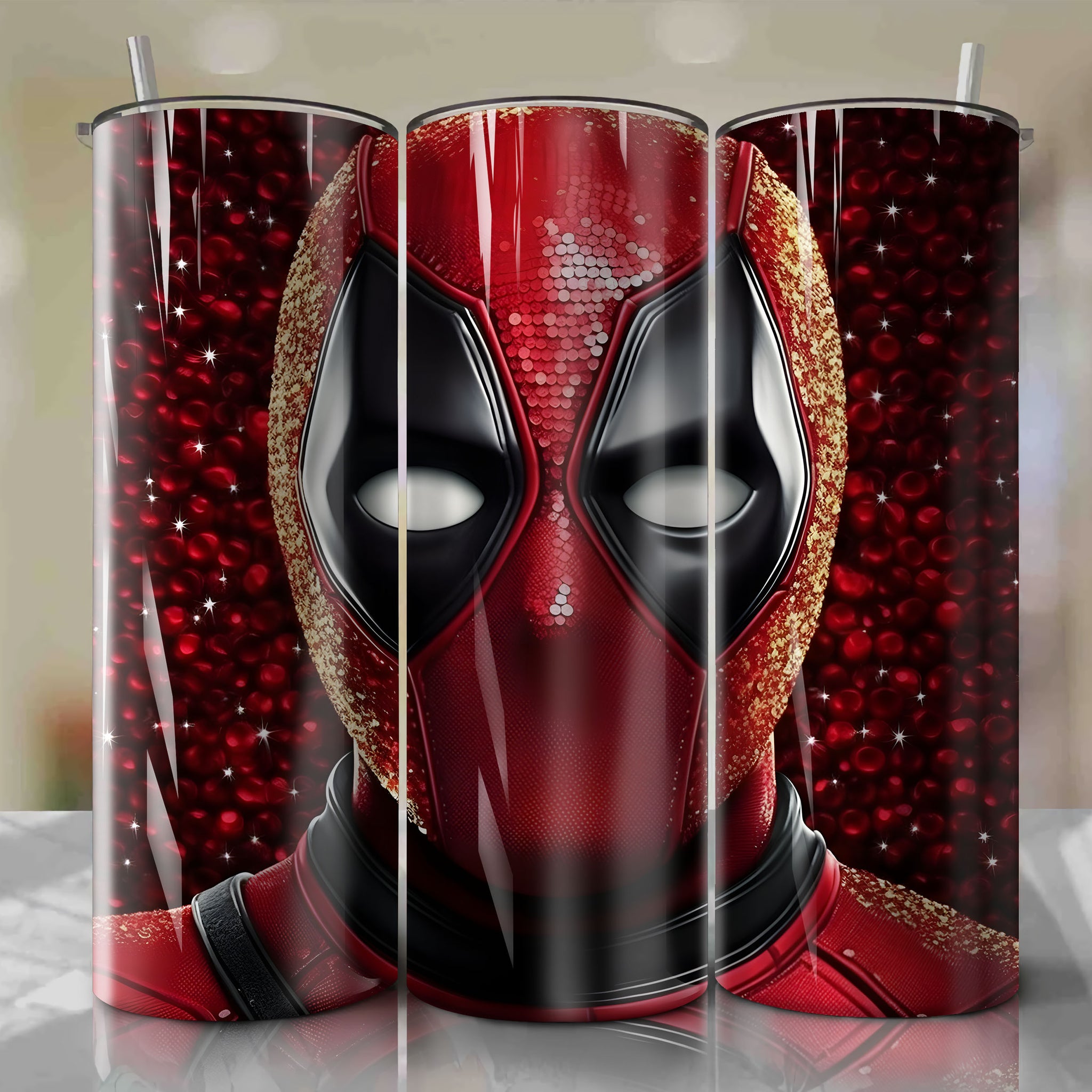 Deadpool | 3D Bling | Wrap PNG Skinny Tumbler 20oz | Sublimation | Digital Download