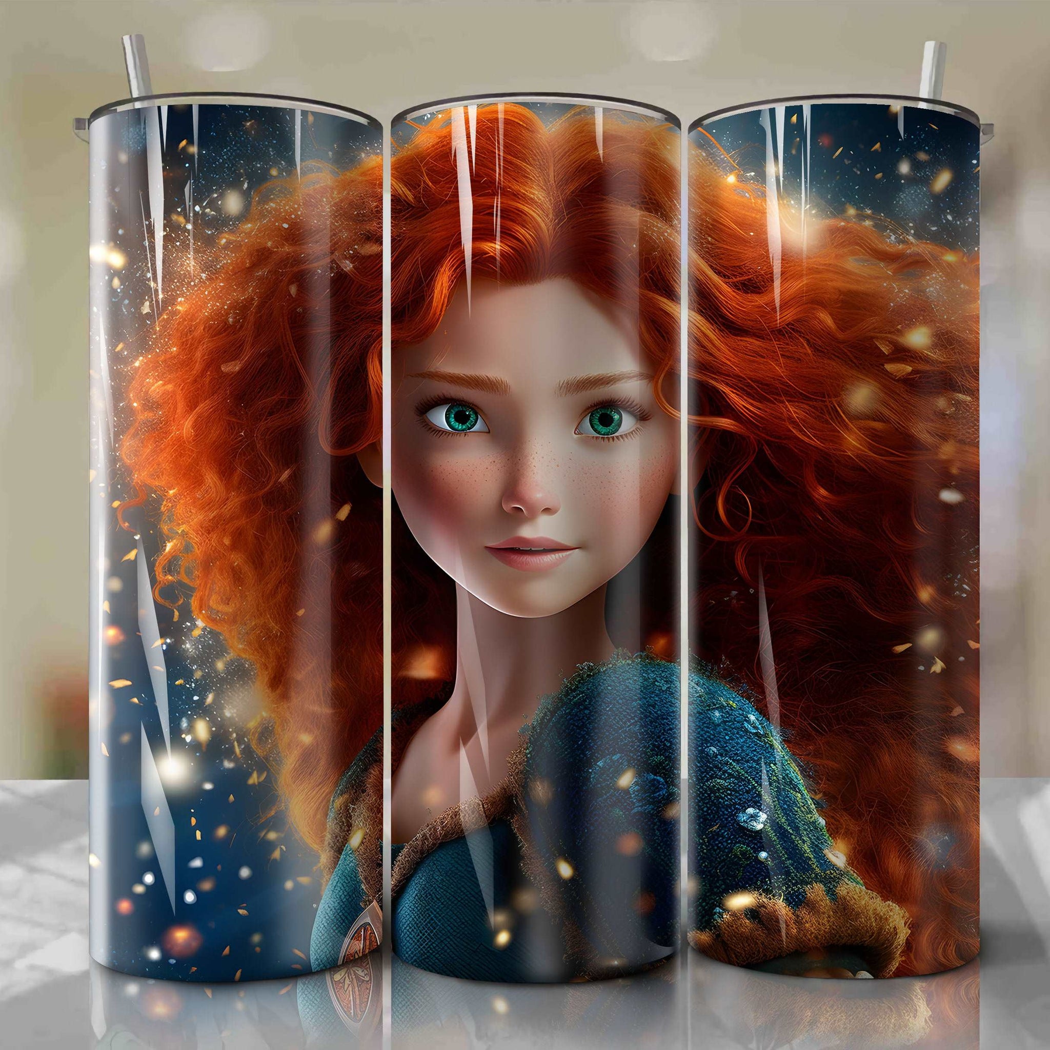 Brave - Merida | 3D Bling | Wrap PNG Skinny Tumbler 20oz | Sublimation | Digital Download