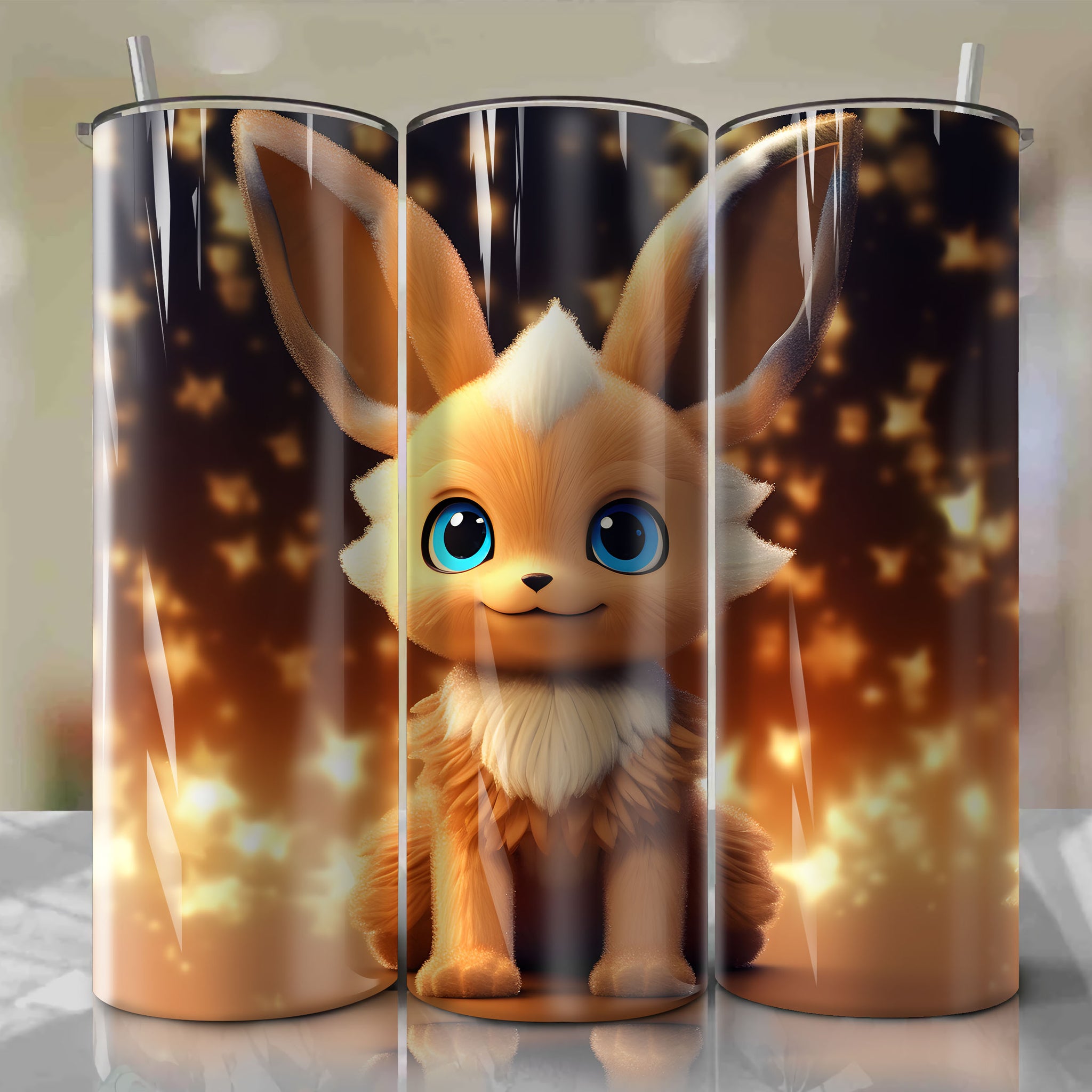 Eevee | 3D Bling | Wrap PNG Skinny Tumbler 20oz | Sublimation | Digital Download