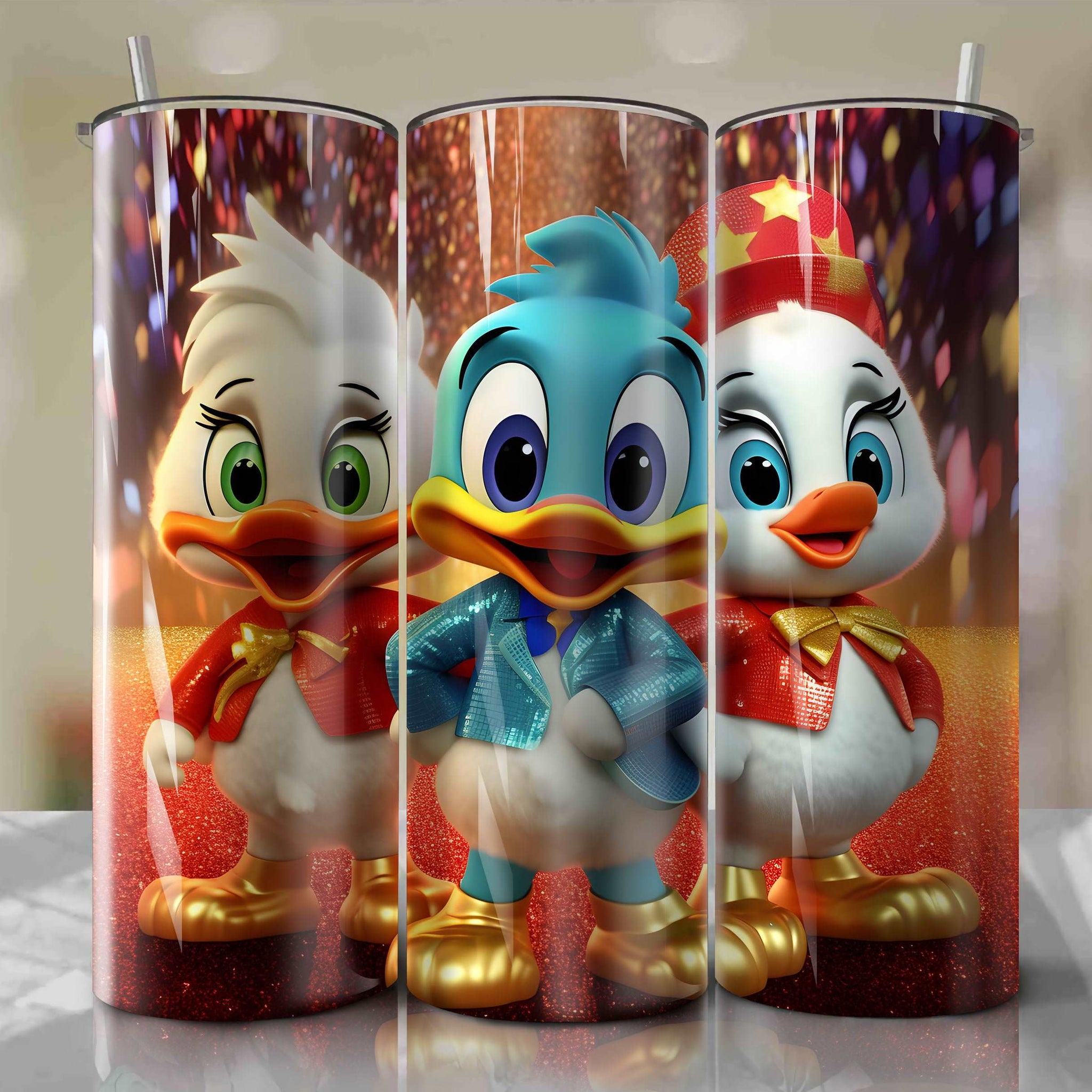 Huey Dewey and Louie | 3D Bling | Wrap PNG Skinny Tumbler 20oz | Sublimation | Digital Download