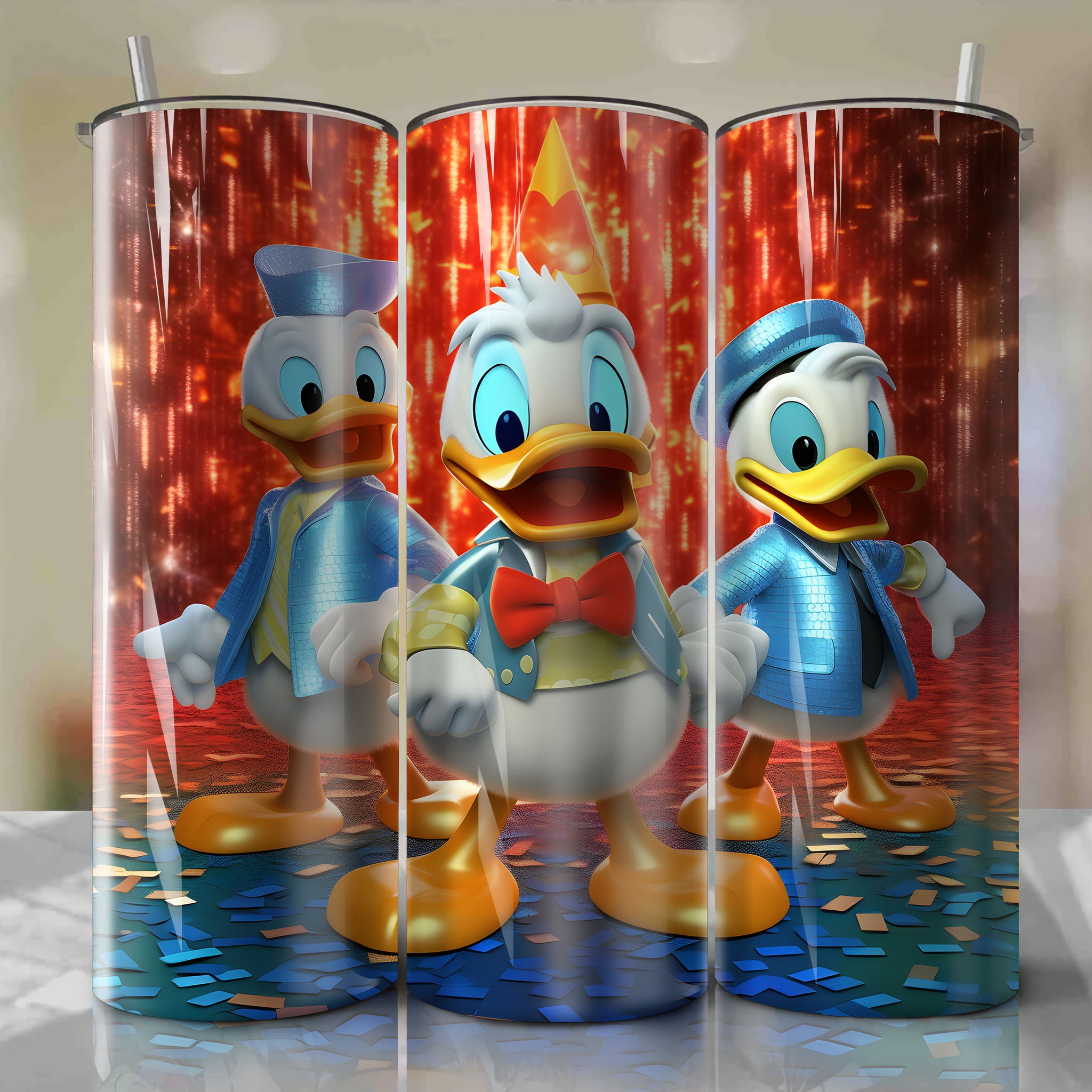 Huey Dewey and Louie | 3D Bling | Wrap PNG Skinny Tumbler 20oz | Sublimation | Digital Download