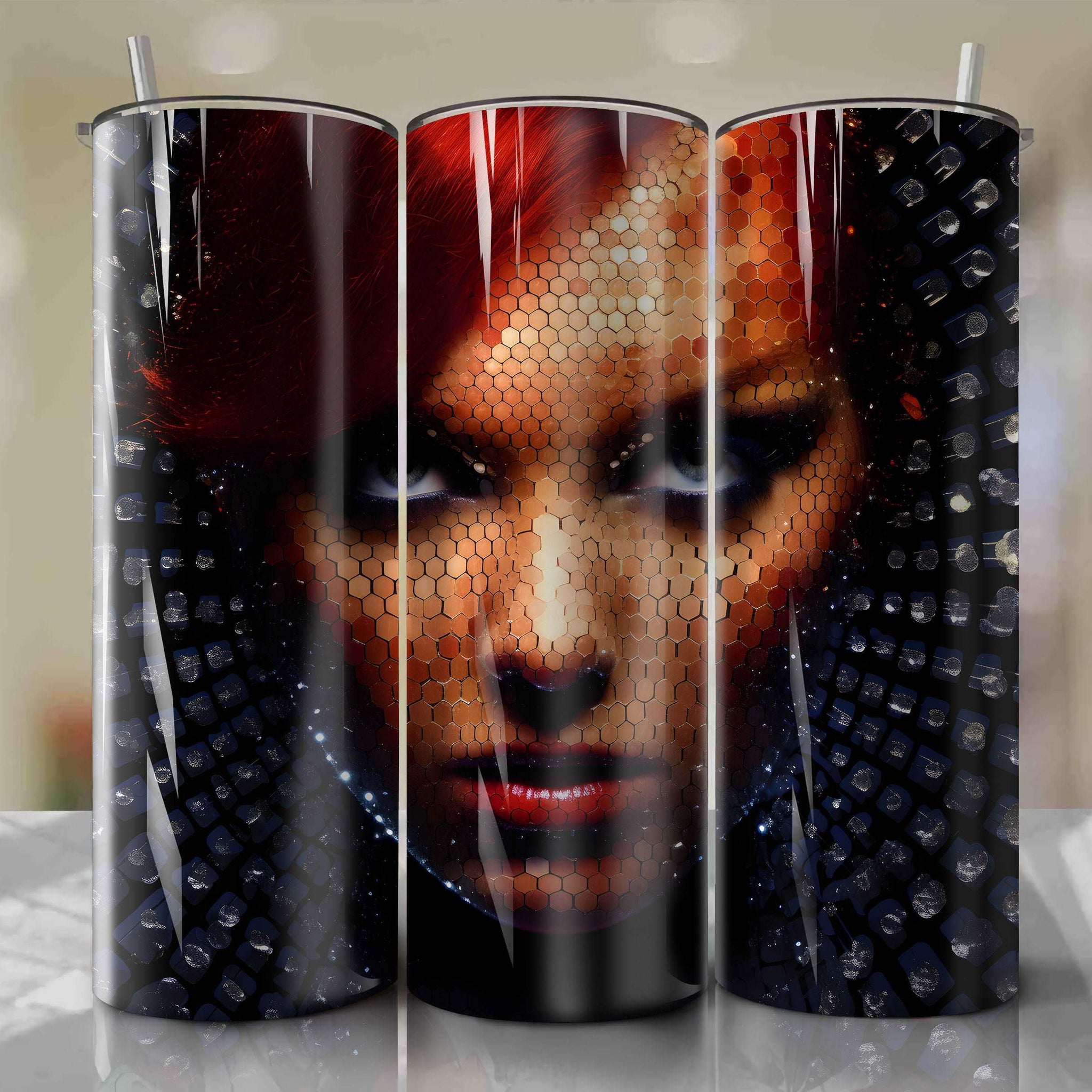 Black Widow | 3D Bling | Wrap PNG Skinny Tumbler 20oz | Sublimation | Digital Download