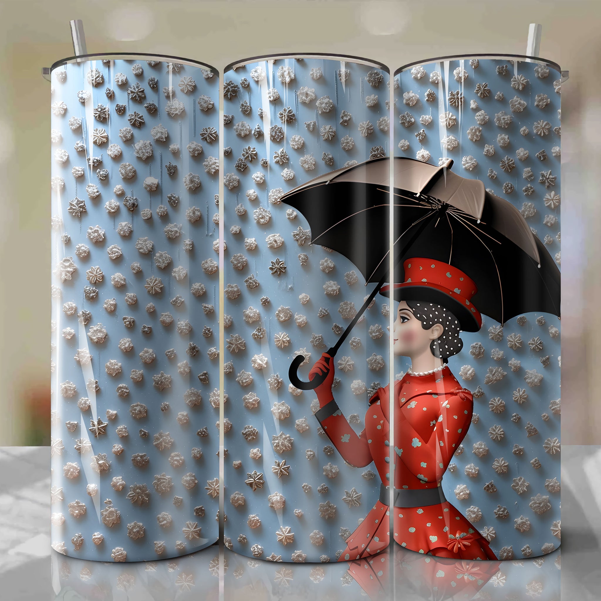 Mary Poppins | 3D Bling | Wrap PNG Skinny Tumbler 20oz | Sublimation | Digital Download