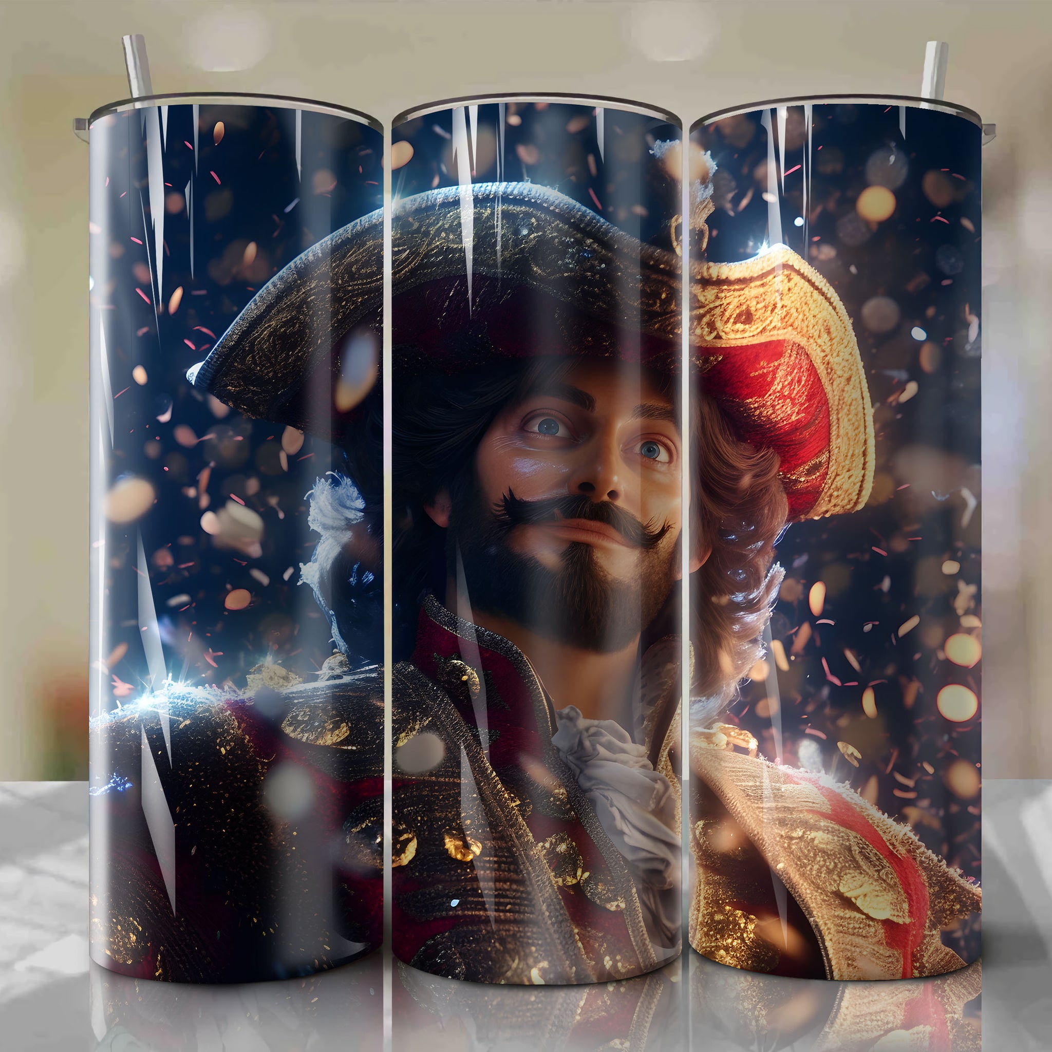 Captain Hook | 3D Bling | Wrap PNG Skinny Tumbler 20oz | Sublimation | Digital Download