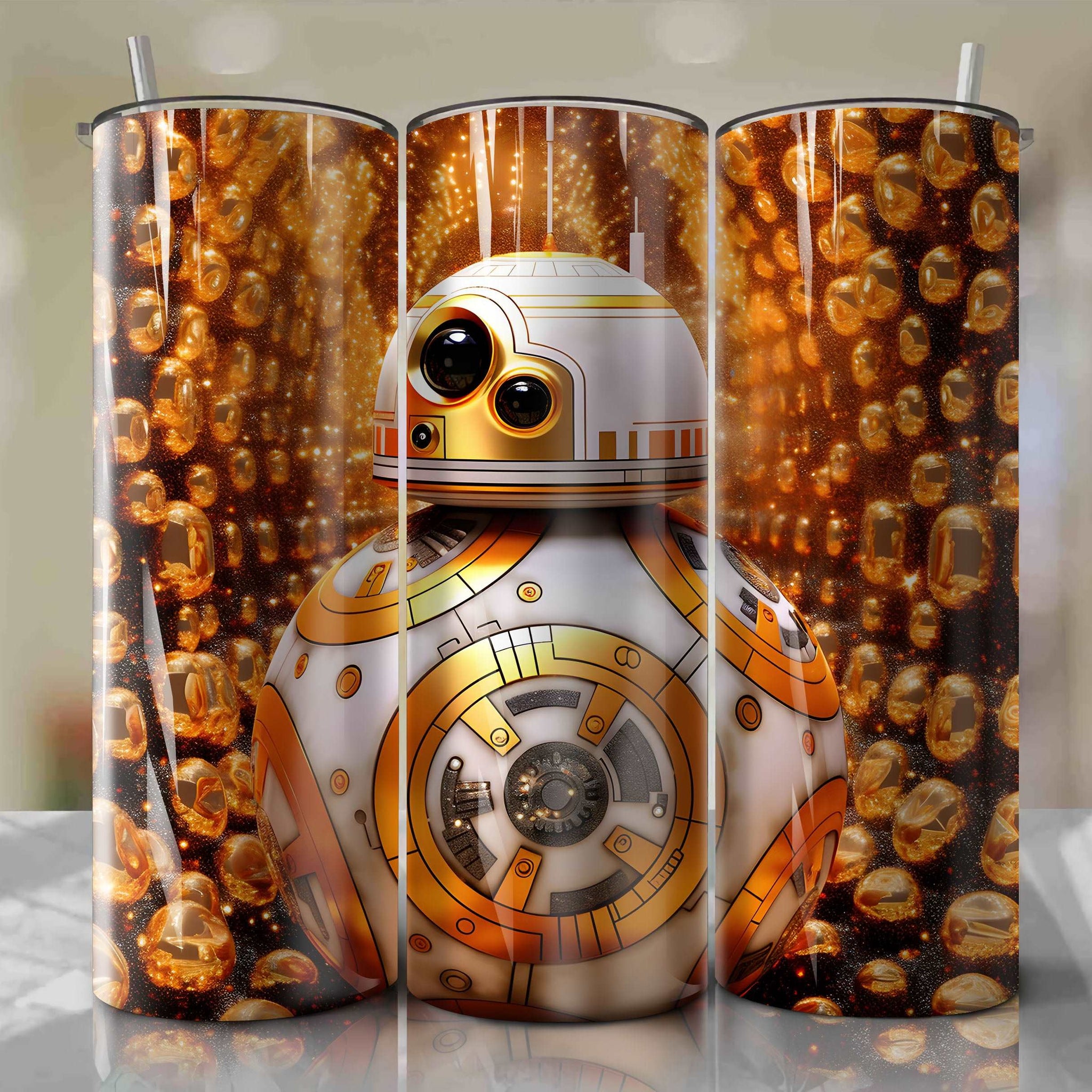 BB-8 | 3D Bling | Wrap PNG Skinny Tumbler 20oz | Sublimation | Digital Download