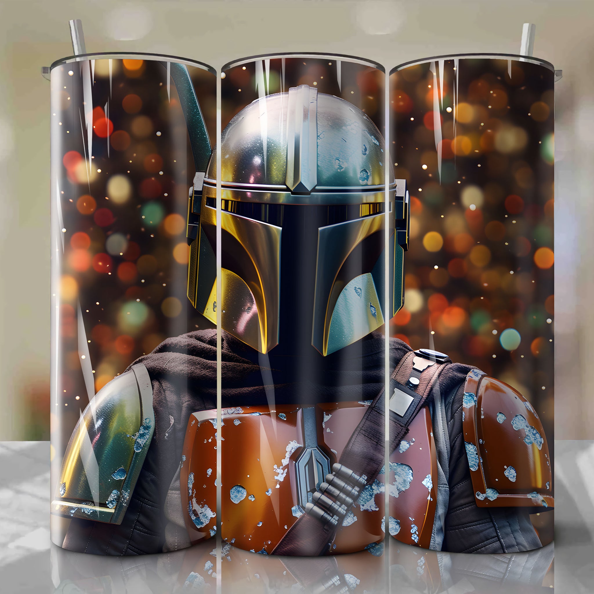 The Mandalorian Din Djarin | 3D Bling | Wrap PNG Skinny Tumbler 20oz | Sublimation | Digital Download