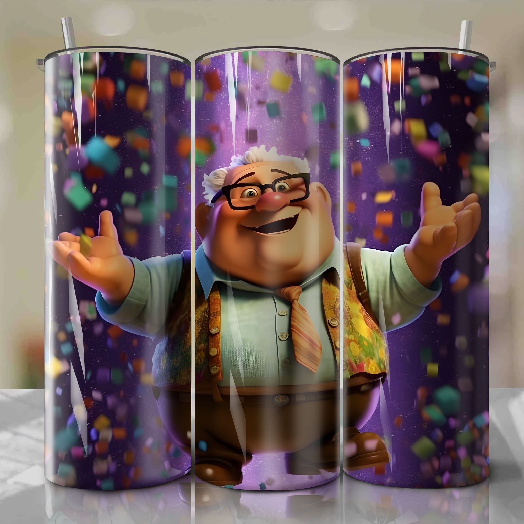 Up - Carl Fredricksen | 3D Bling | Wrap PNG Skinny Tumbler 20oz | Sublimation | Digital Download