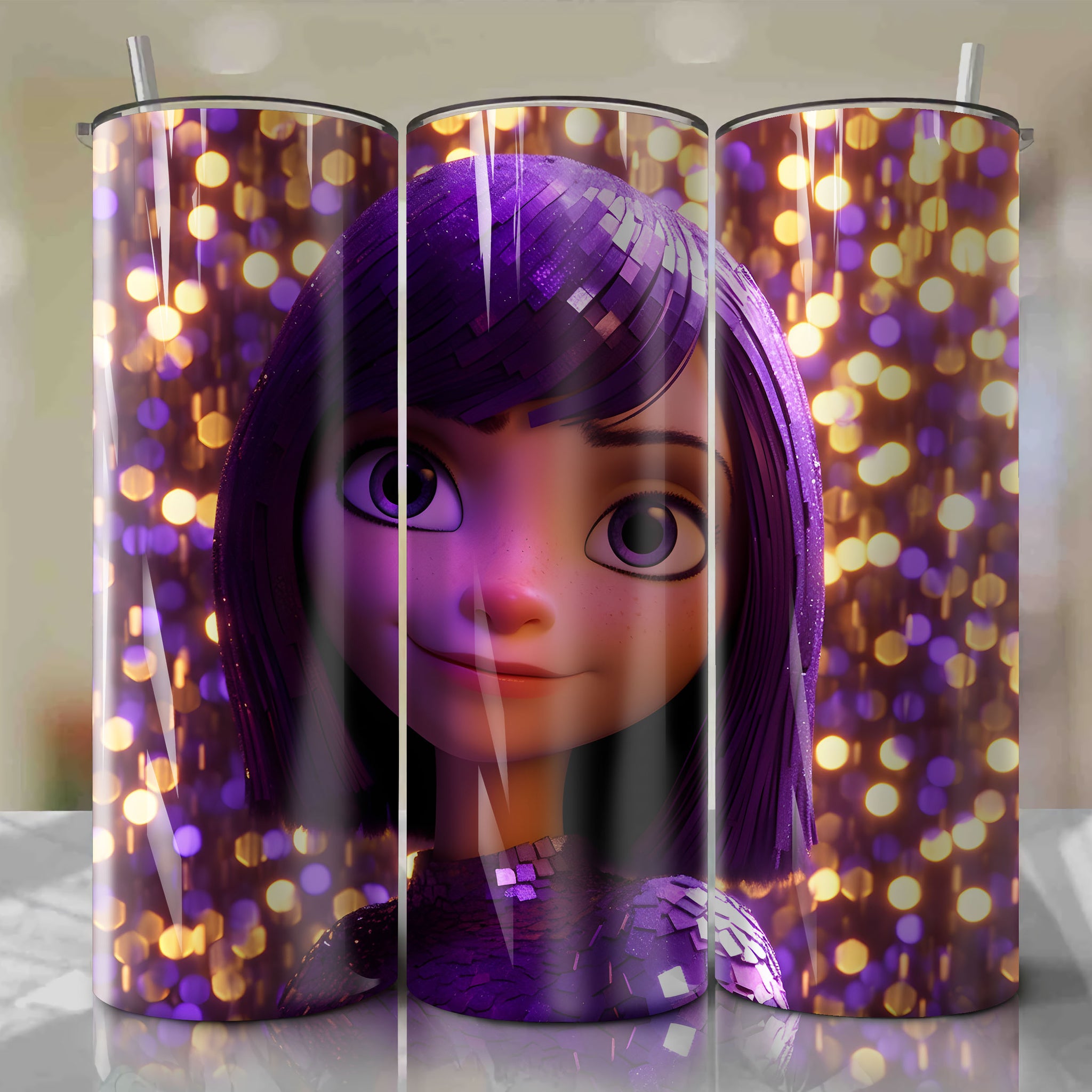 Violet Parr | 3D Bling | Wrap PNG Skinny Tumbler 20oz | Sublimation |