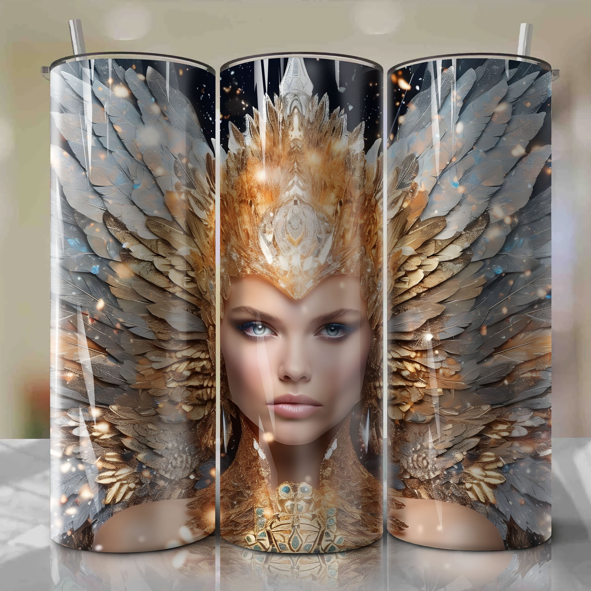 Valkyrie | 3D Bling | Wrap PNG Skinny Tumbler 20oz | Sublimation | Digital Download