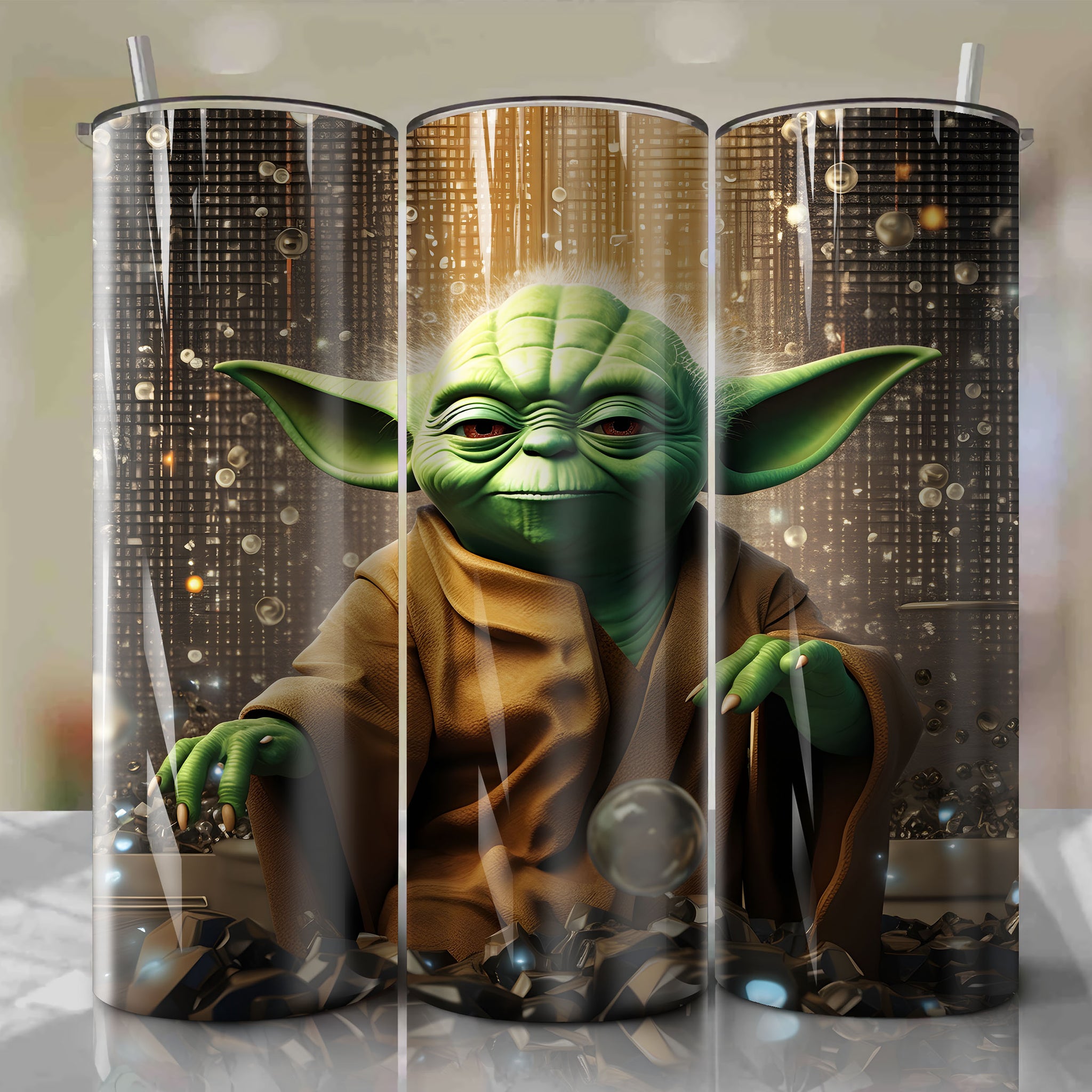 Yoda | 3D Bling | Wrap PNG Skinny Tumbler 20oz | Sublimation | Digital Download