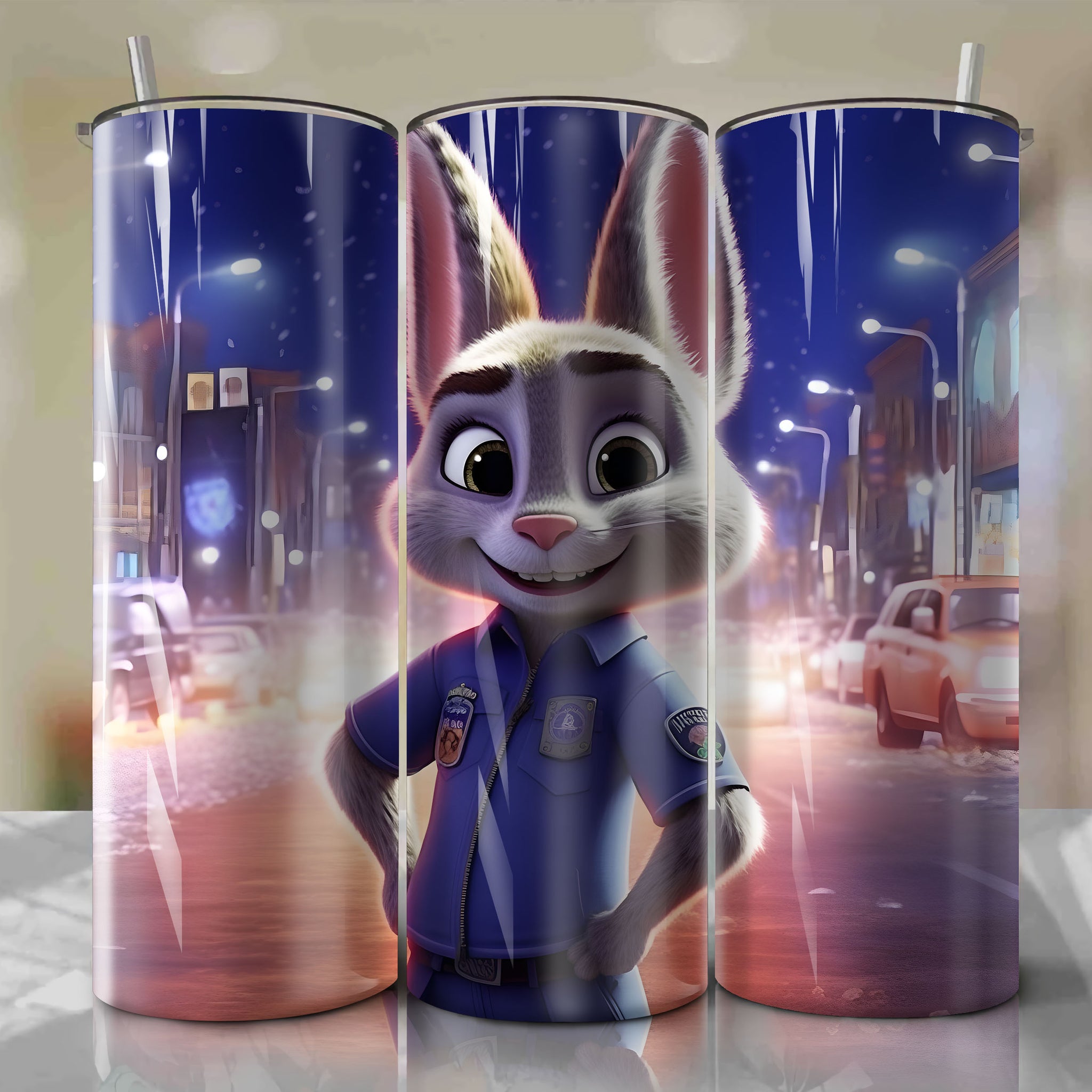 Zootopia - Judy Hopps | 3D Bling | Wrap PNG Skinny Tumbler 20oz | Sublimation | Digital Download