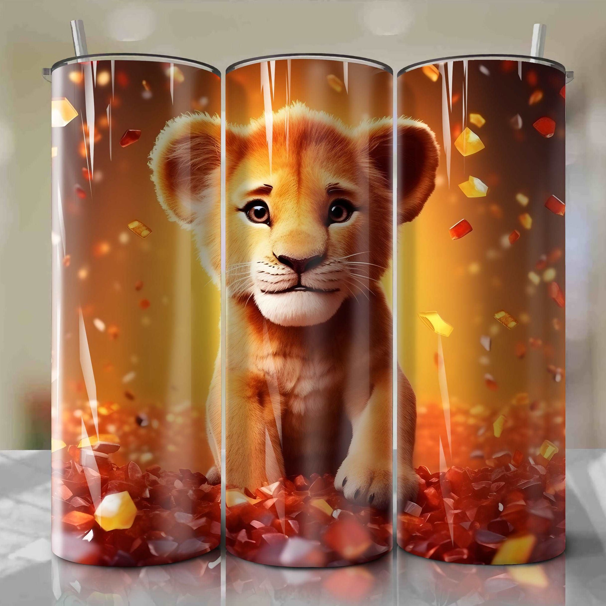 The Lion King - Simba | 3D Bling | Wrap PNG Skinny Tumbler 20oz | Sublimation | Digital Download