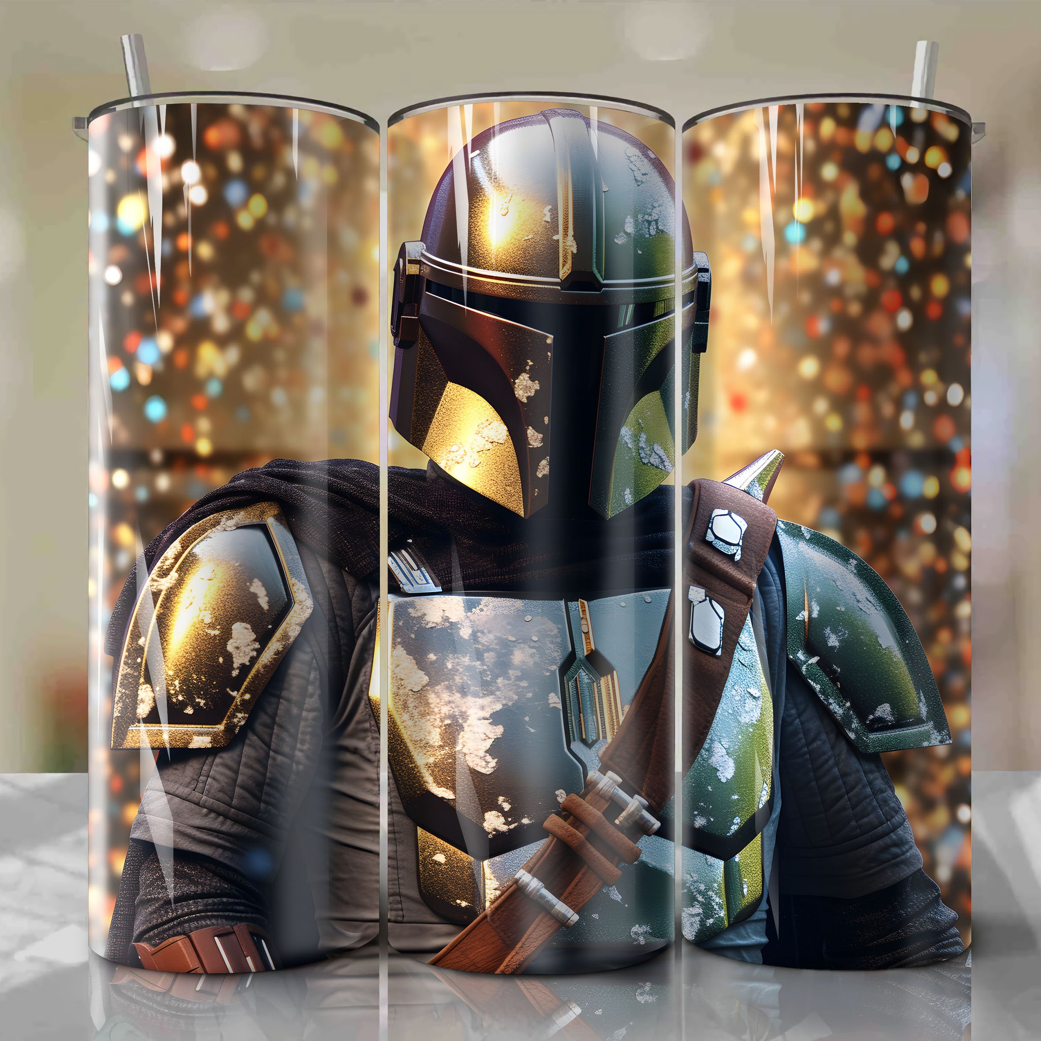 The Mandalorian Din Djarin | 3D Bling | Wrap PNG Skinny Tumbler 20oz | Sublimation | Digital Download