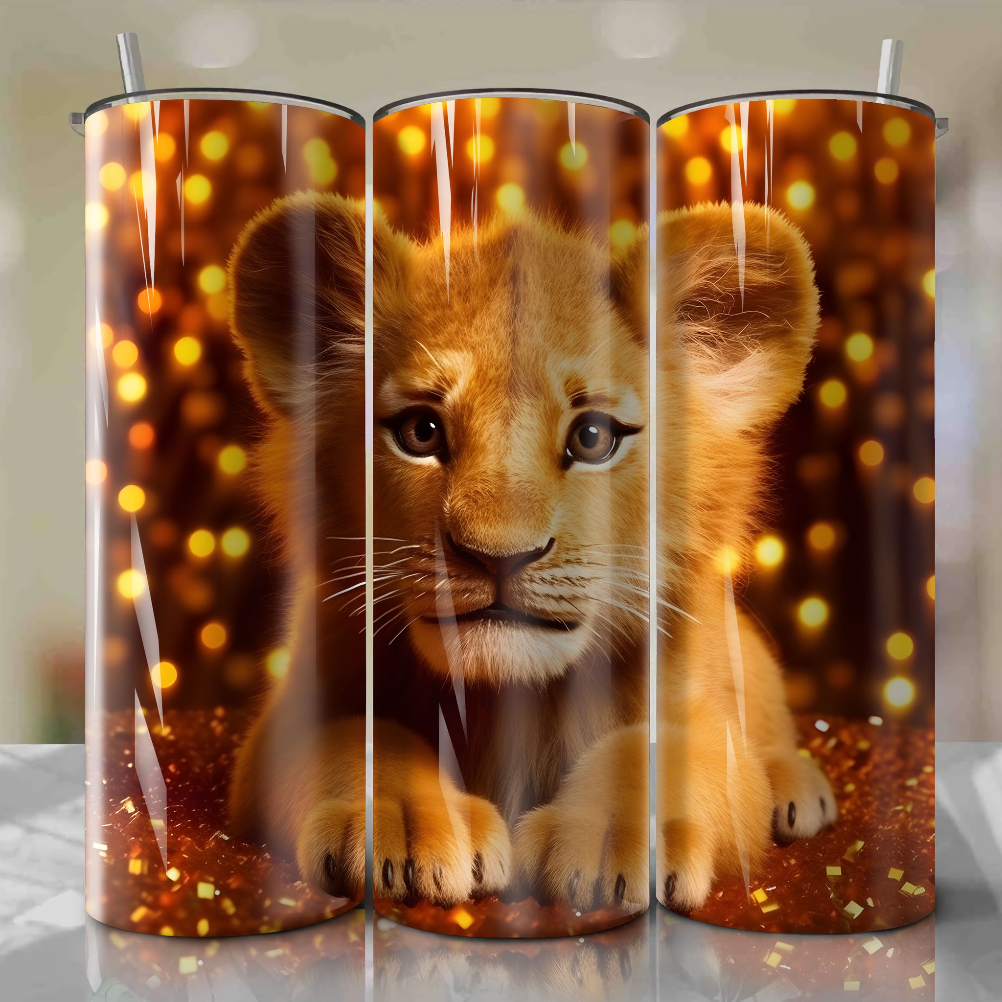 The Lion King - Simba | 3D Bling | Wrap PNG Skinny Tumbler 20oz | Sublimation | Digital Download