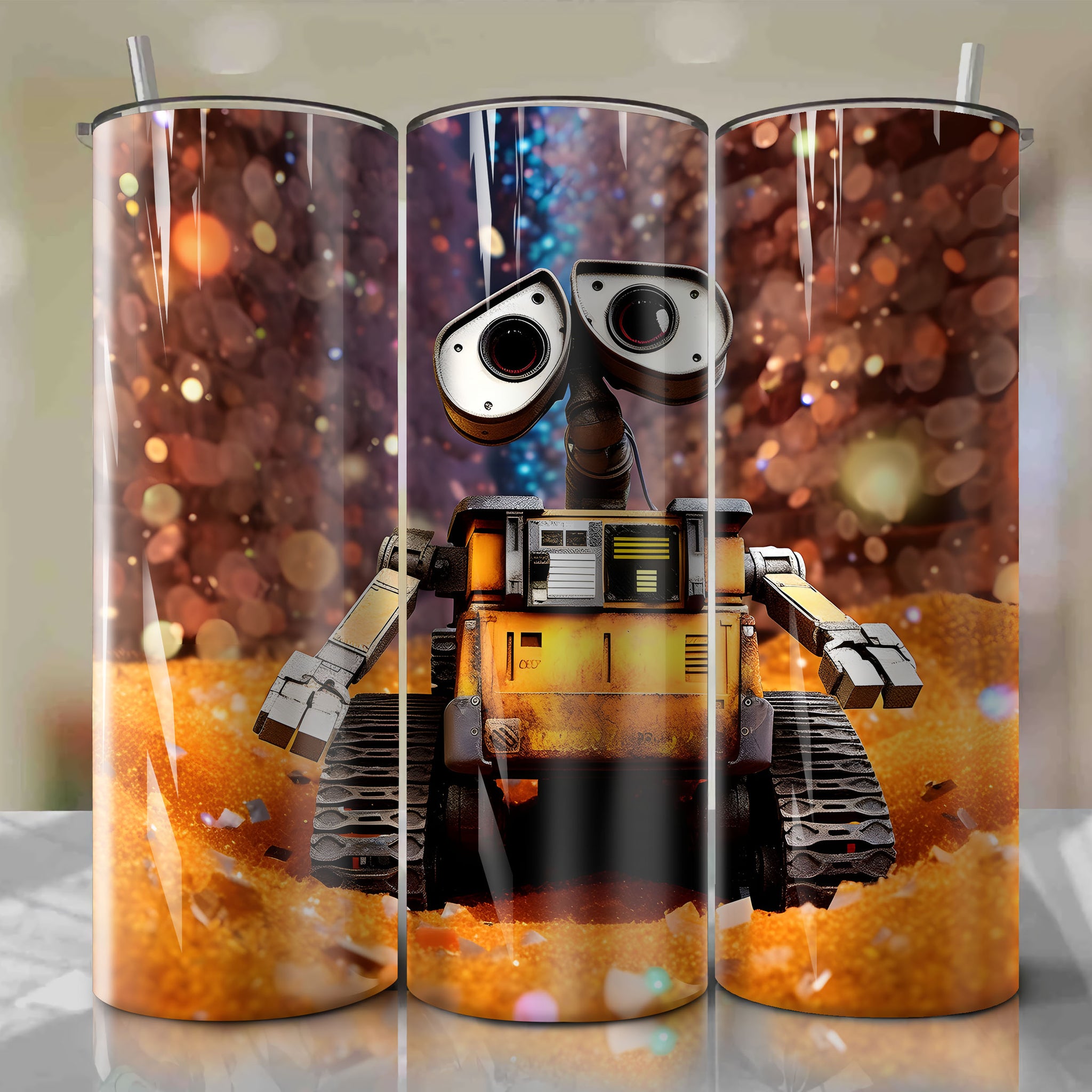 Wall-E | 3D Bling | Wrap PNG Skinny Tumbler 20oz | Sublimation | Digital Download