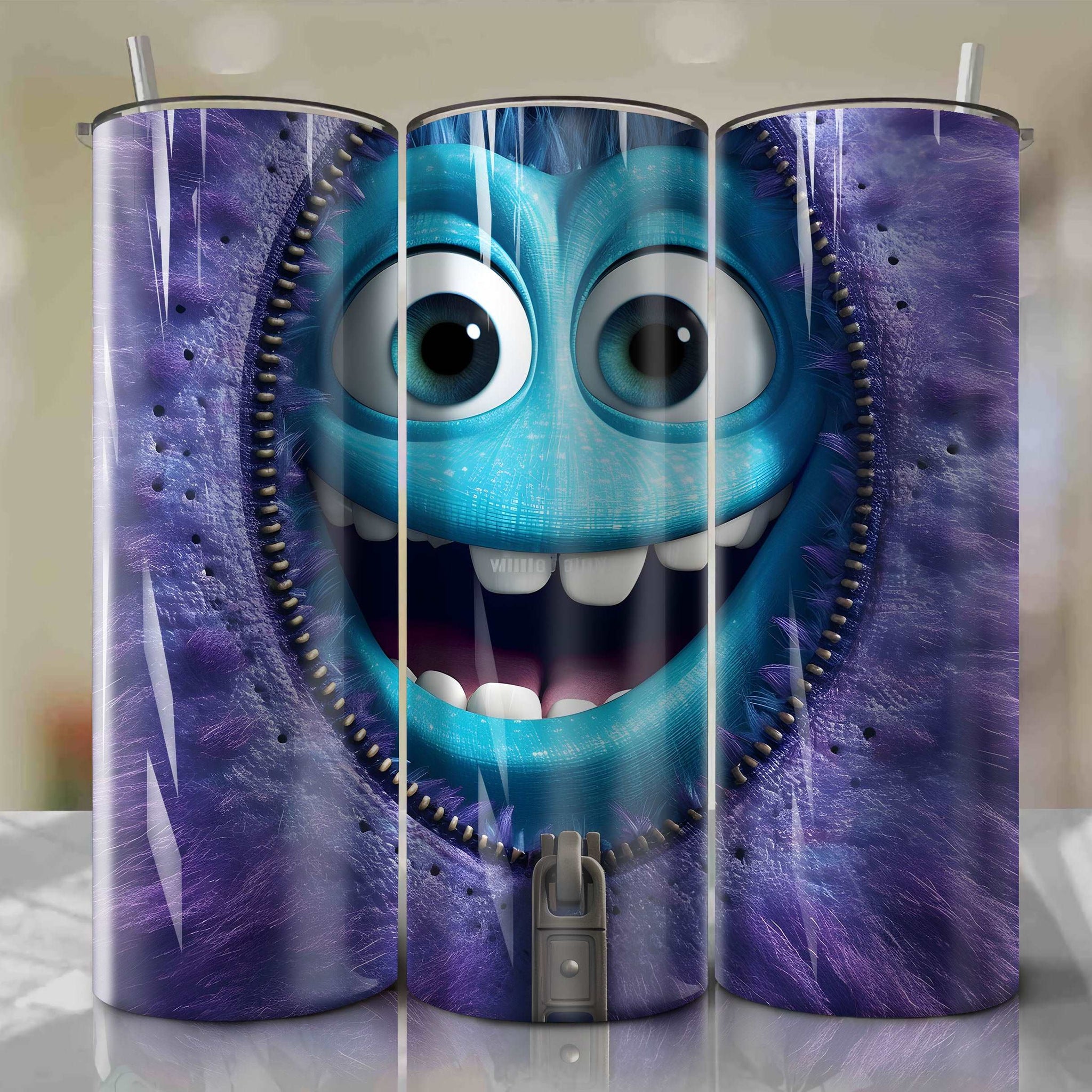 Sulley | 3D Zipper | Wrap PNG Skinny Tumbler 20oz | Sublimation | Digital Download