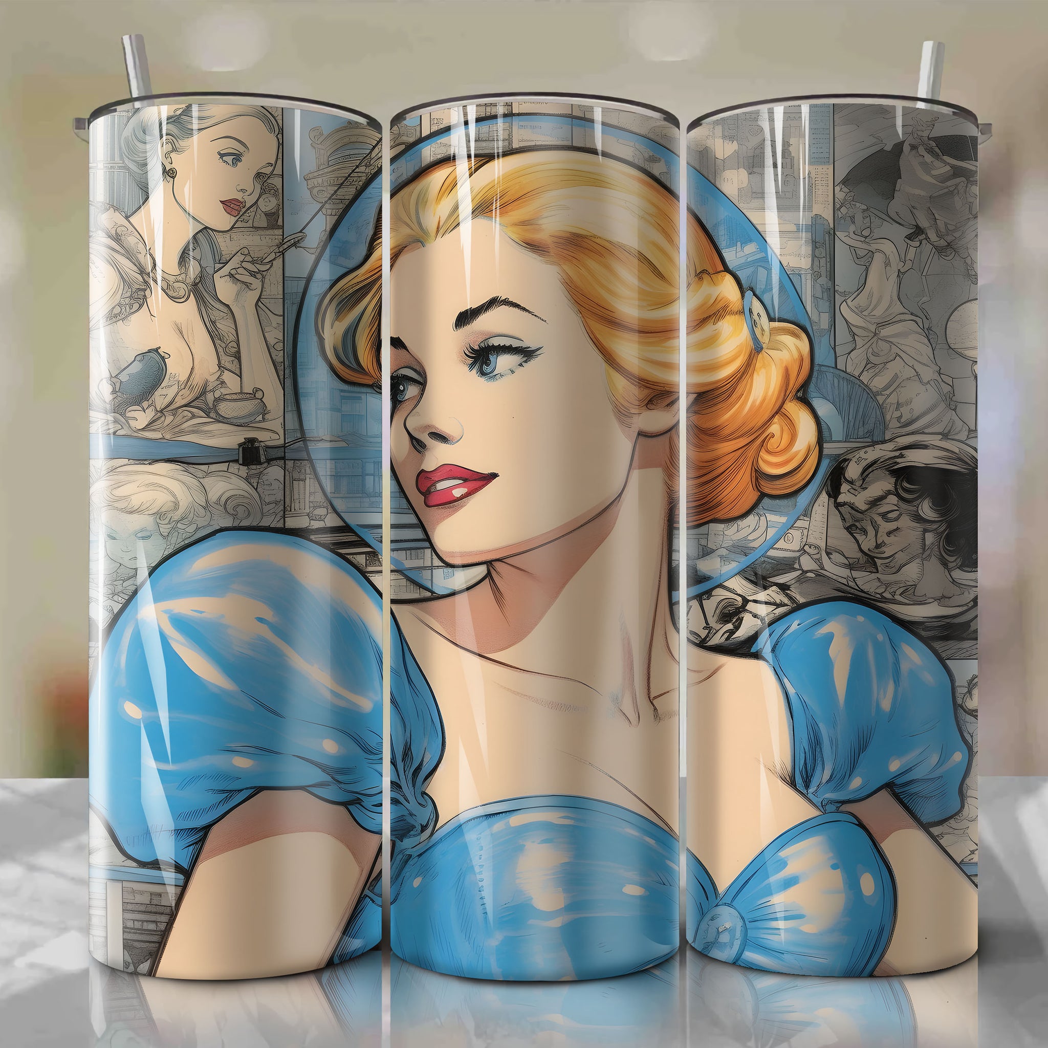 Cinderella | Newspaper | Wrap PNG Skinny Tumbler 20oz | Sublimation | Digital Download