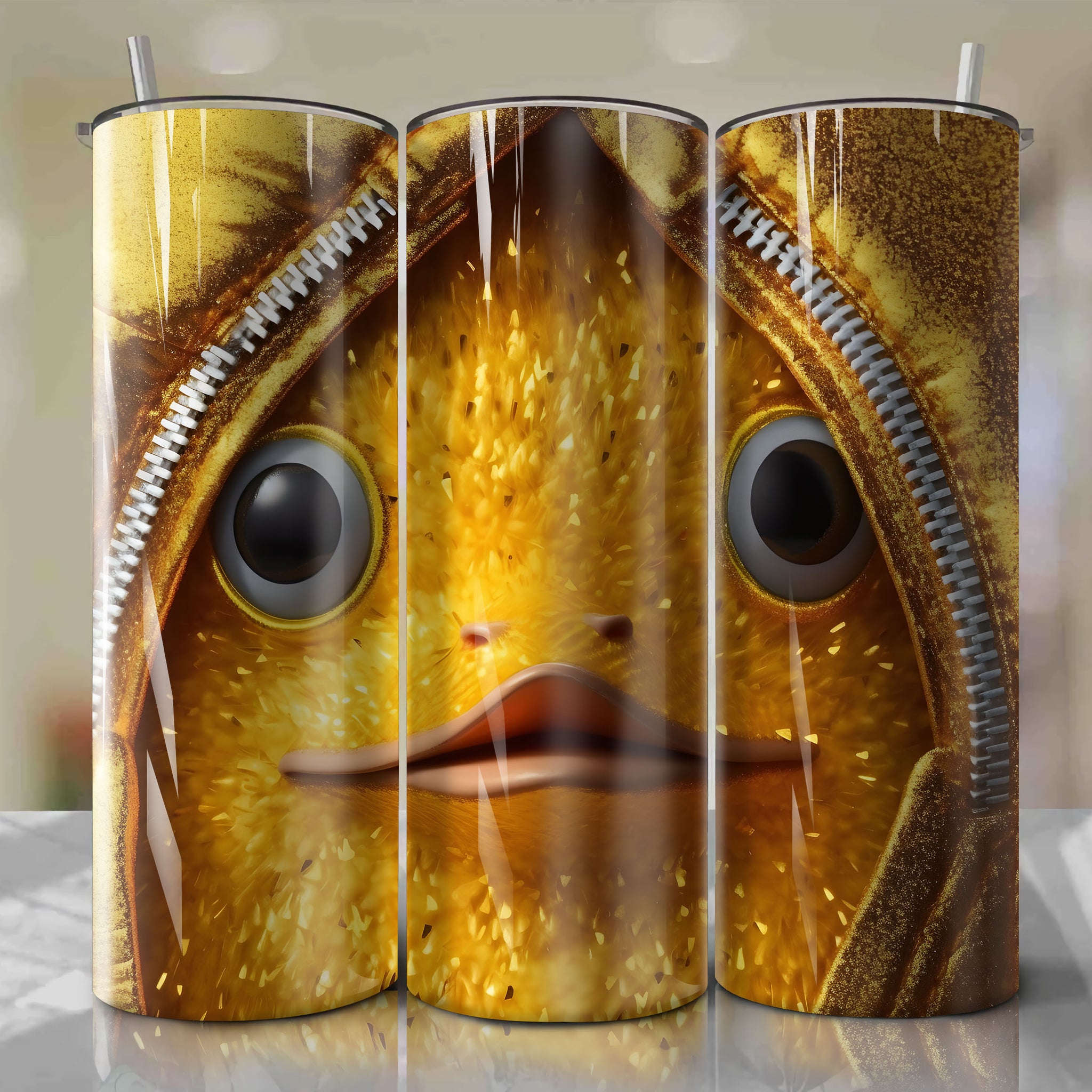 Psyduck | 3D Zipper | Wrap PNG Skinny Tumbler 20oz | Sublimation | Digital Download