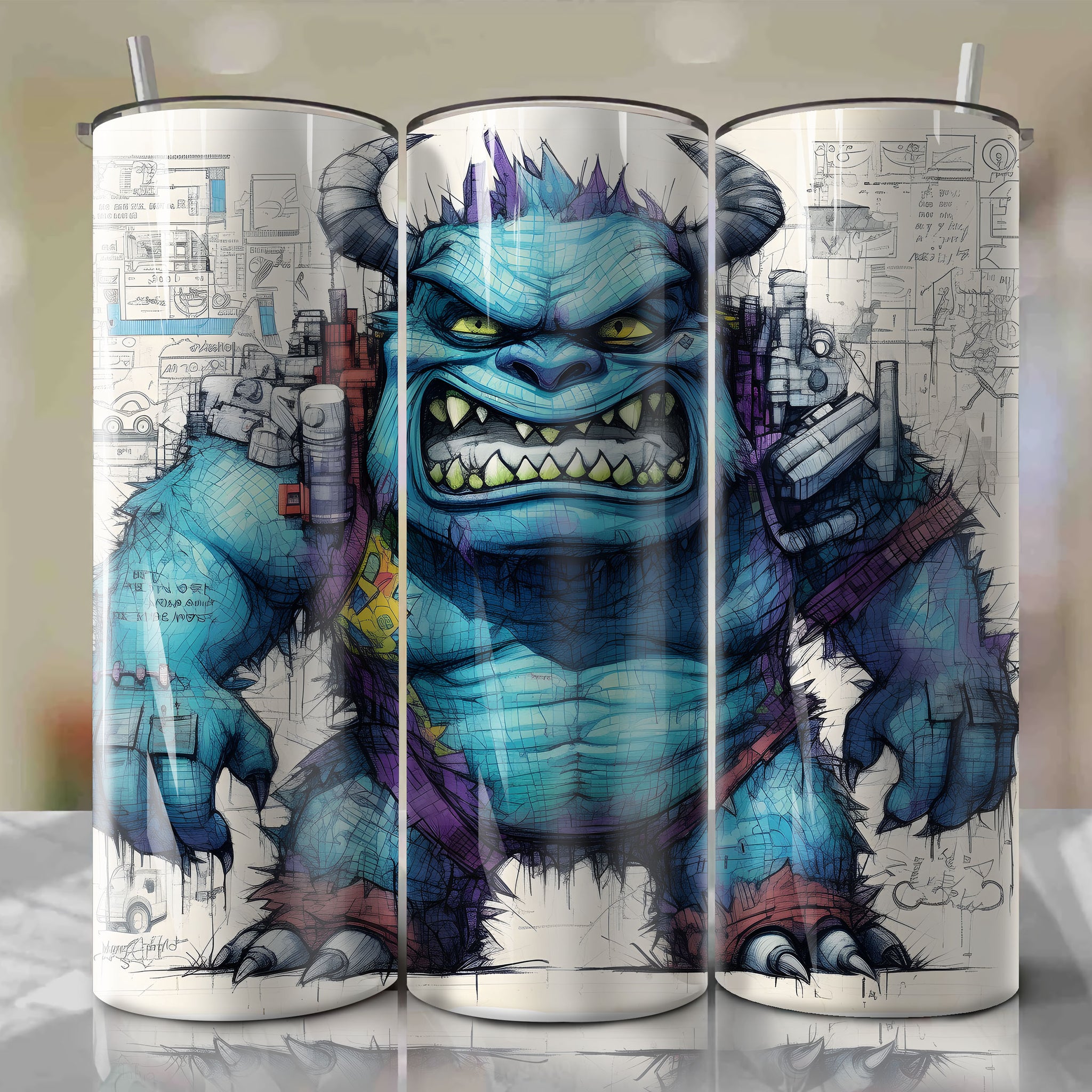 Sulley | Newspaper | Wrap PNG Skinny Tumbler 20oz | Sublimation | Digital Download