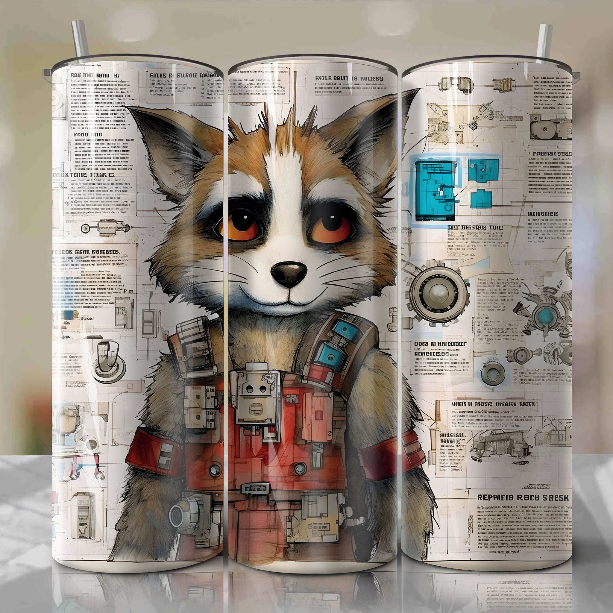 Meeko | Newspaper | Wrap PNG Skinny Tumbler 20oz | Sublimation | Digital Download